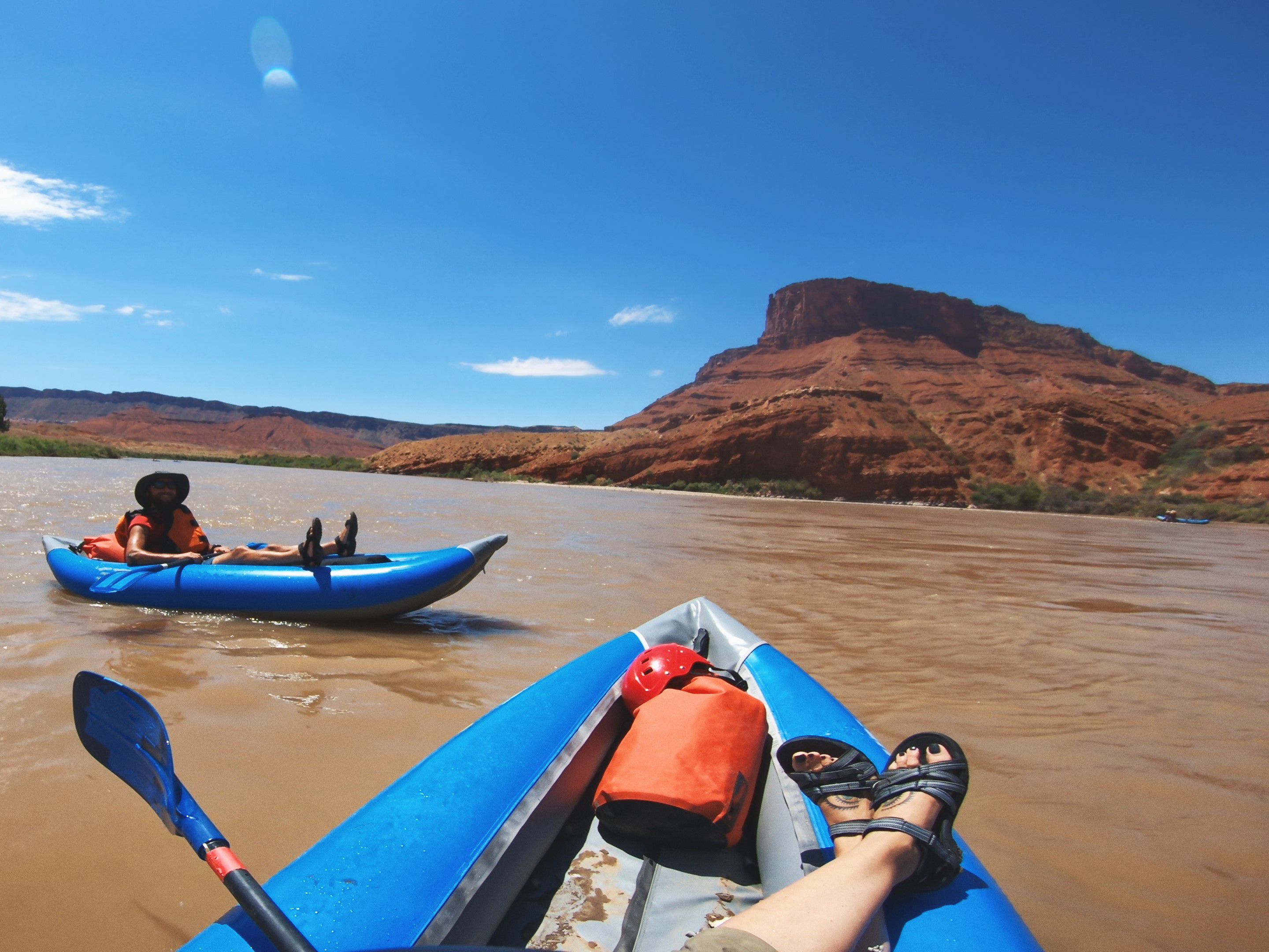 Kayaking down the Colorado River in Moab
