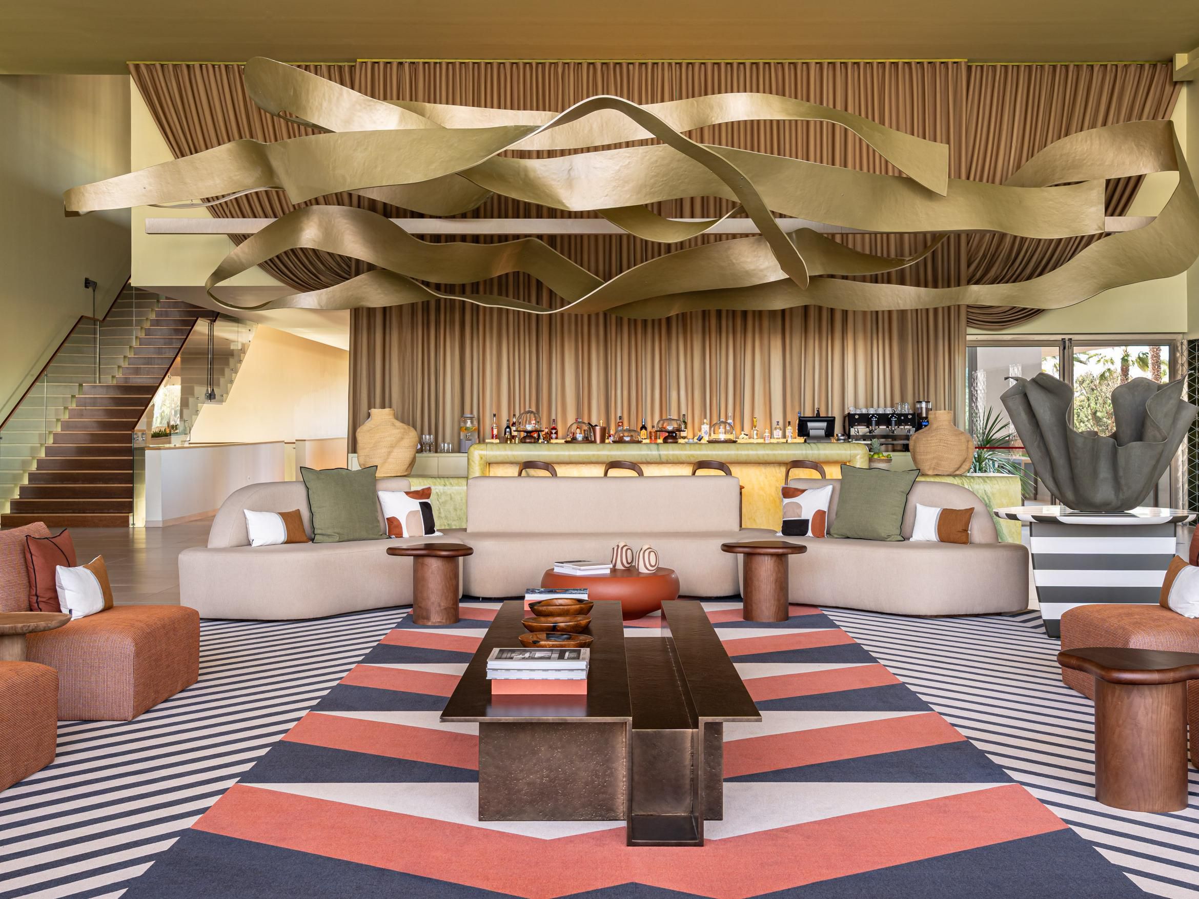 Stylish lobby entrance with a warm, welcoming ambiance.