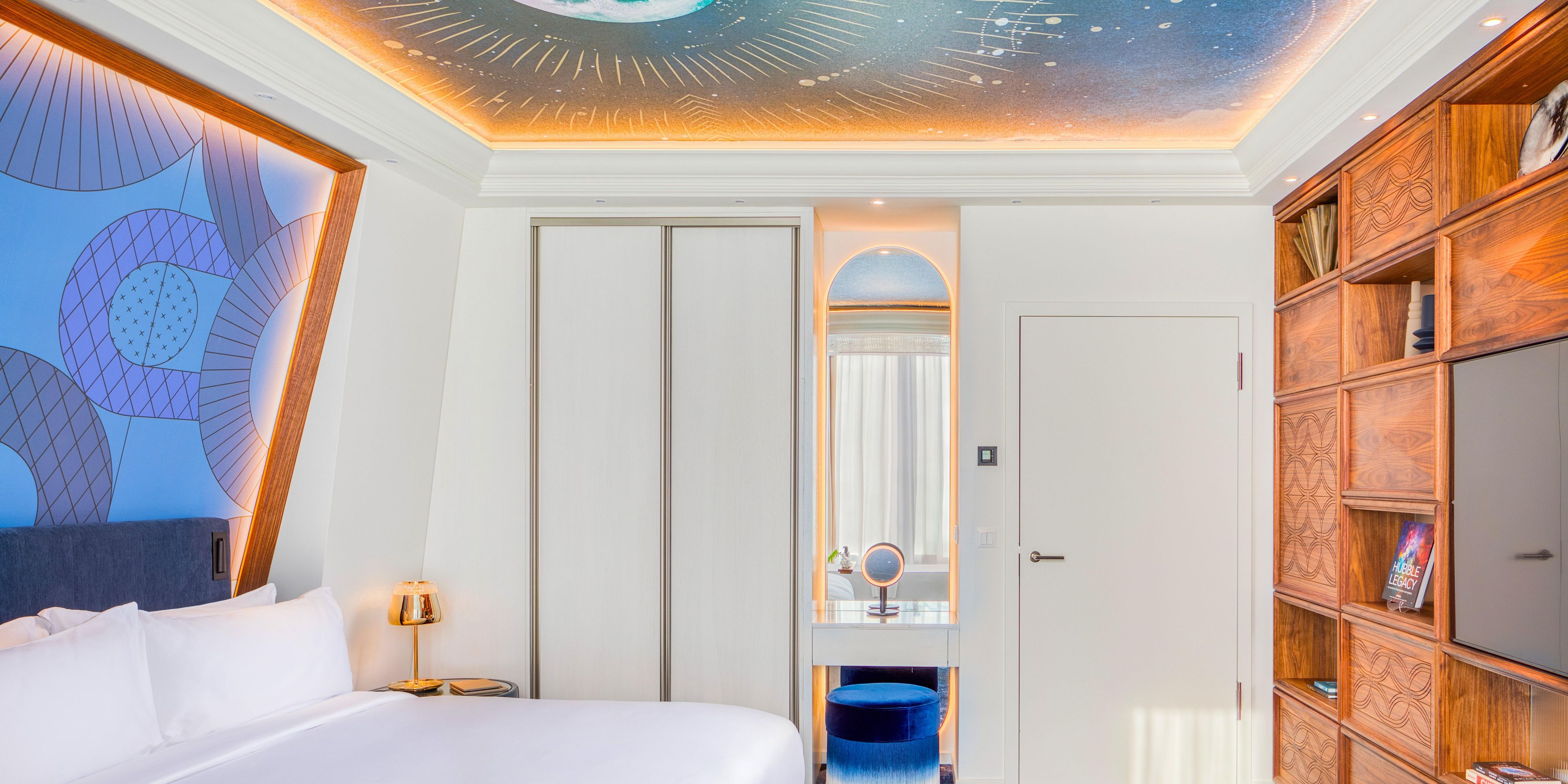 Bedroom with a King size bed in the Observatory Suite