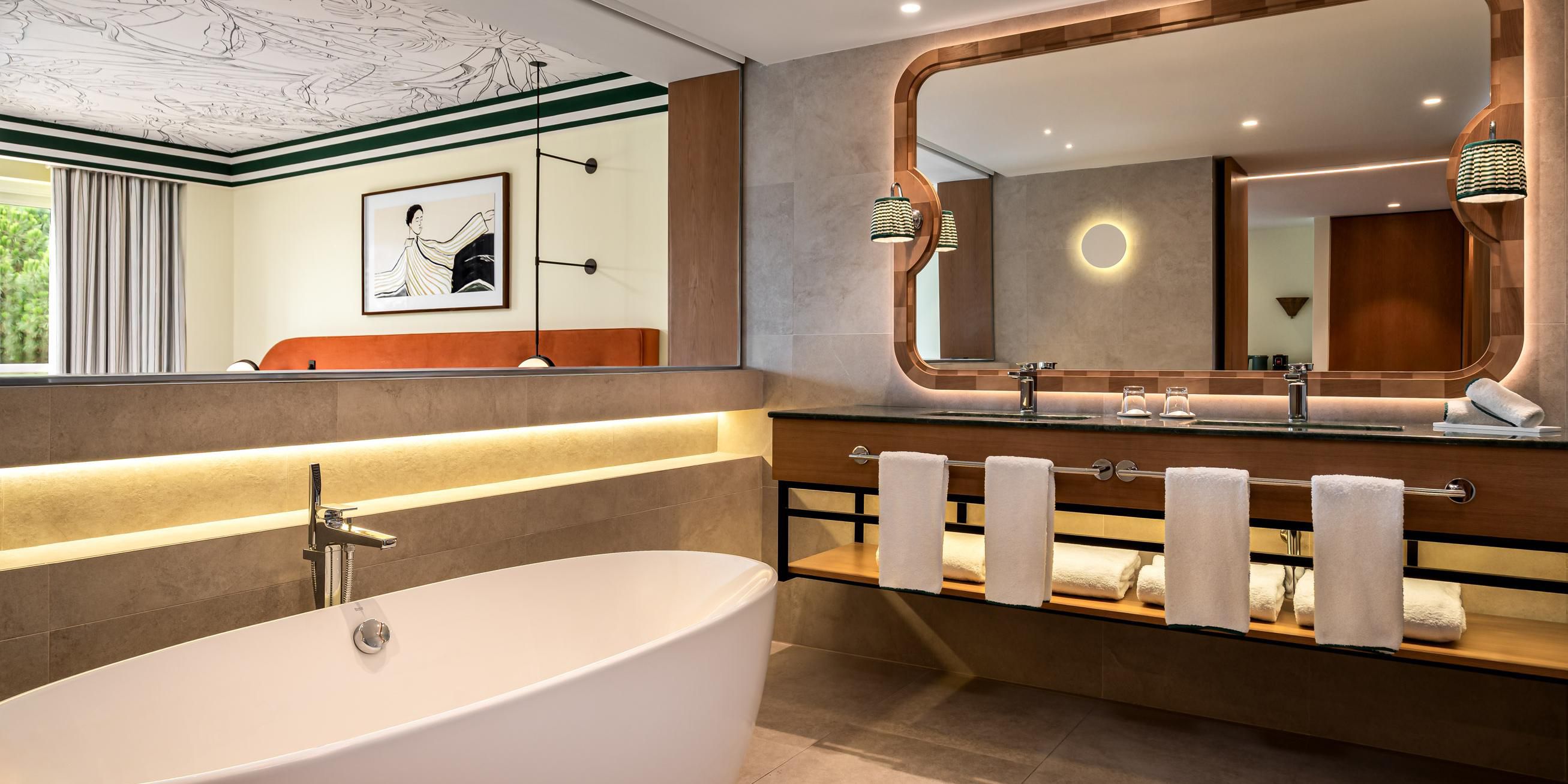 Elegant suite bathroom with premium amenities.