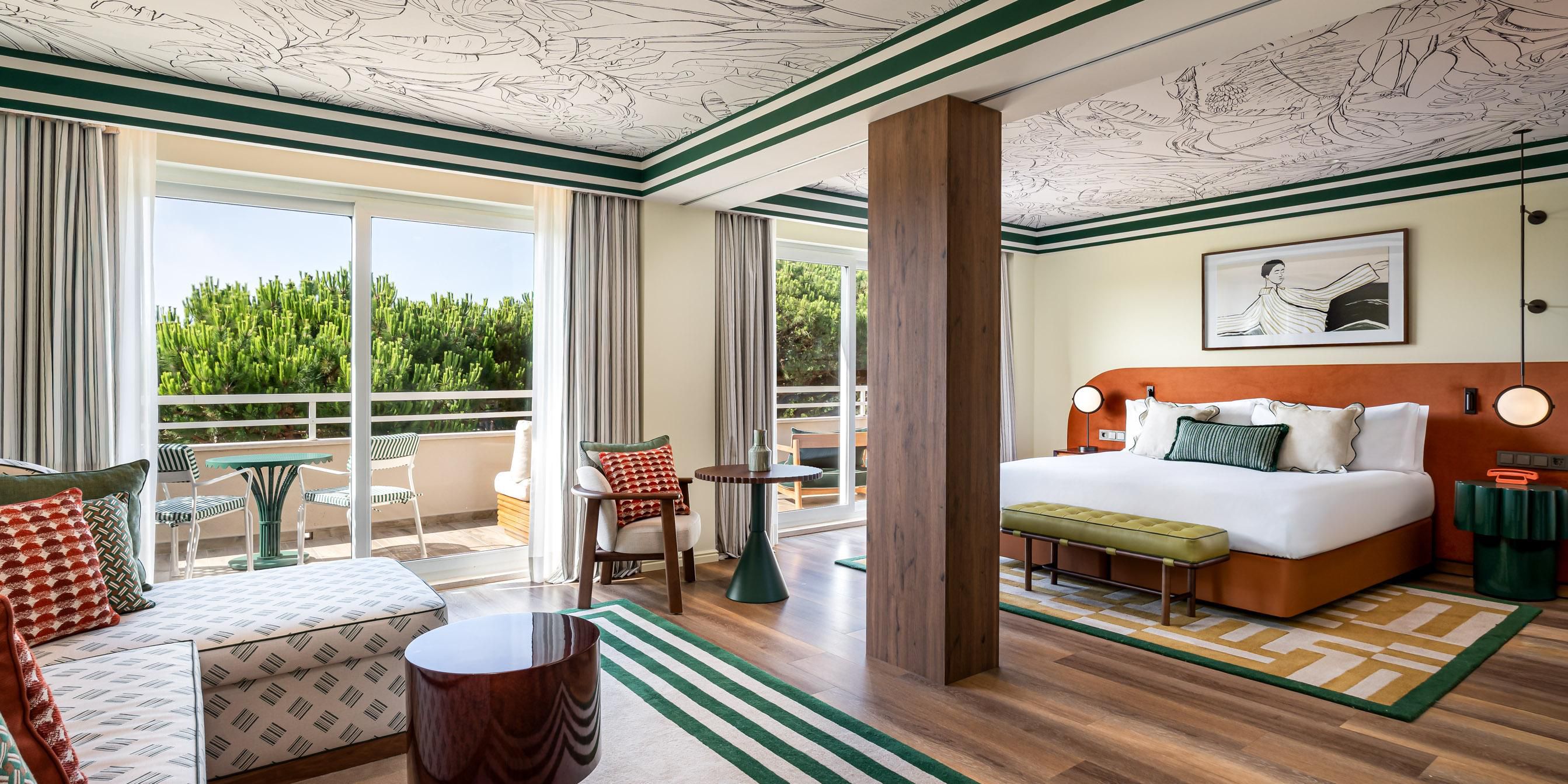 Spacious suite with living area and private terrace.