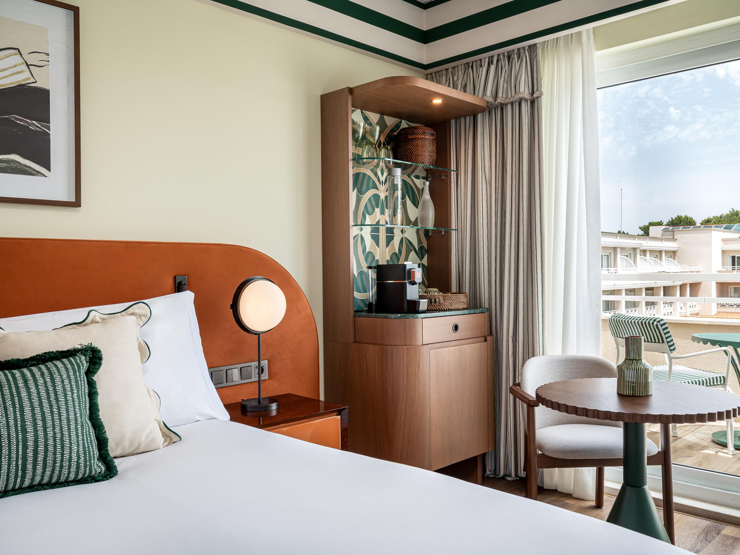 In-room minibar with curated selections.