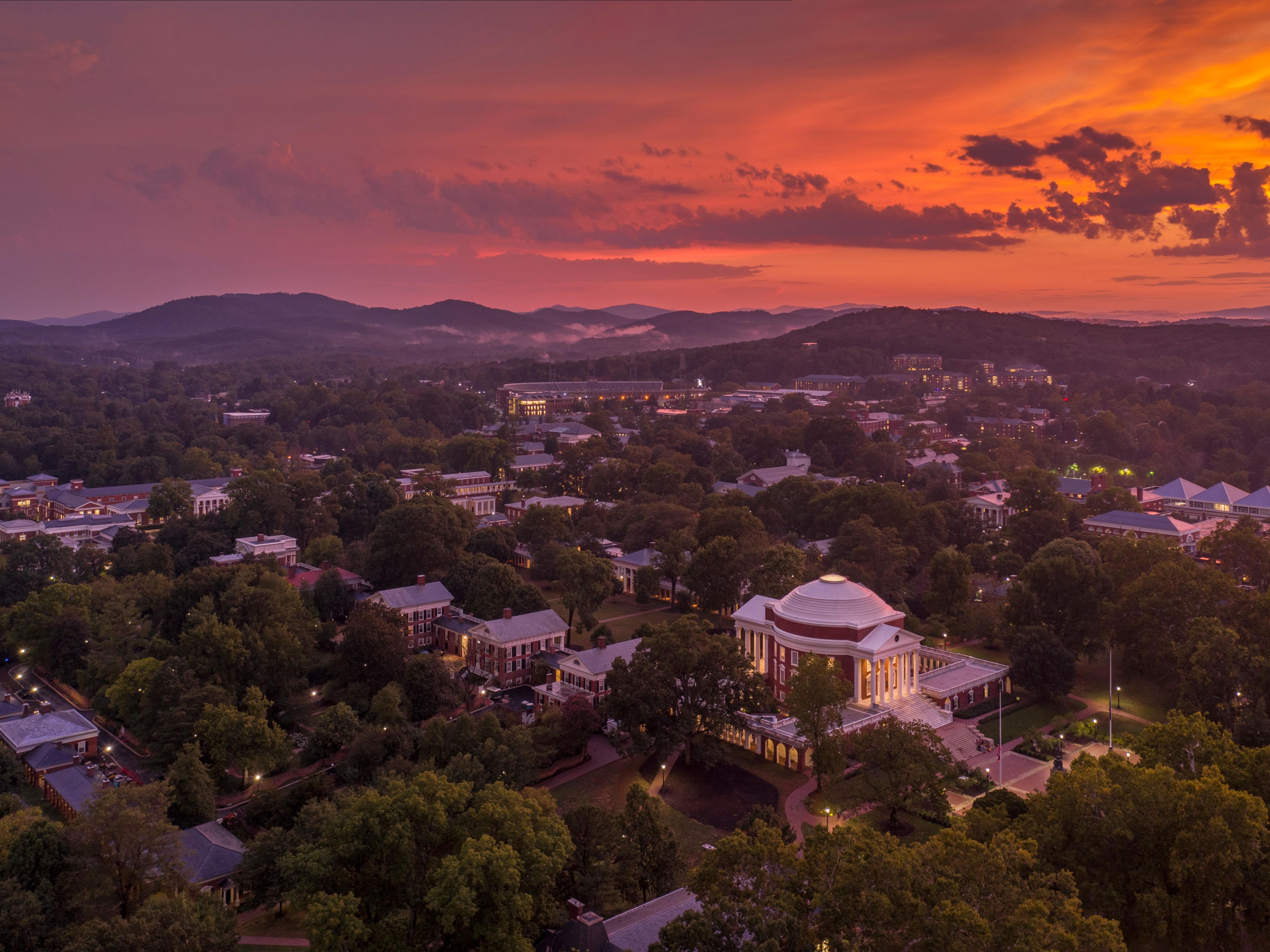 Charlottesville framed by the Smoky Mountains