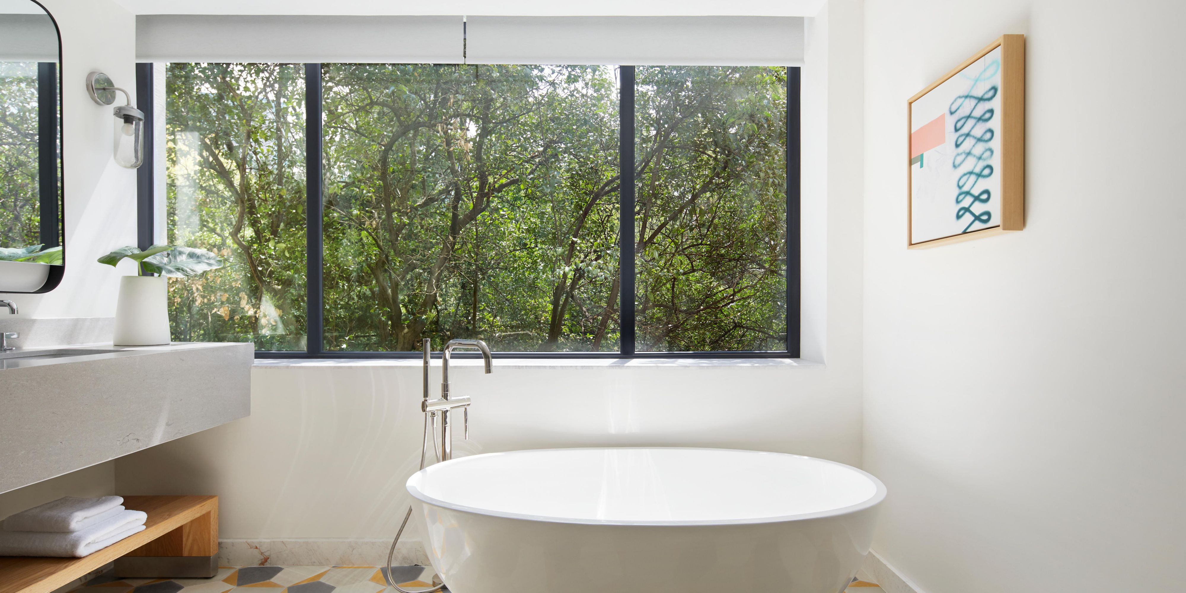 Contemporary design with spa-style bathtub