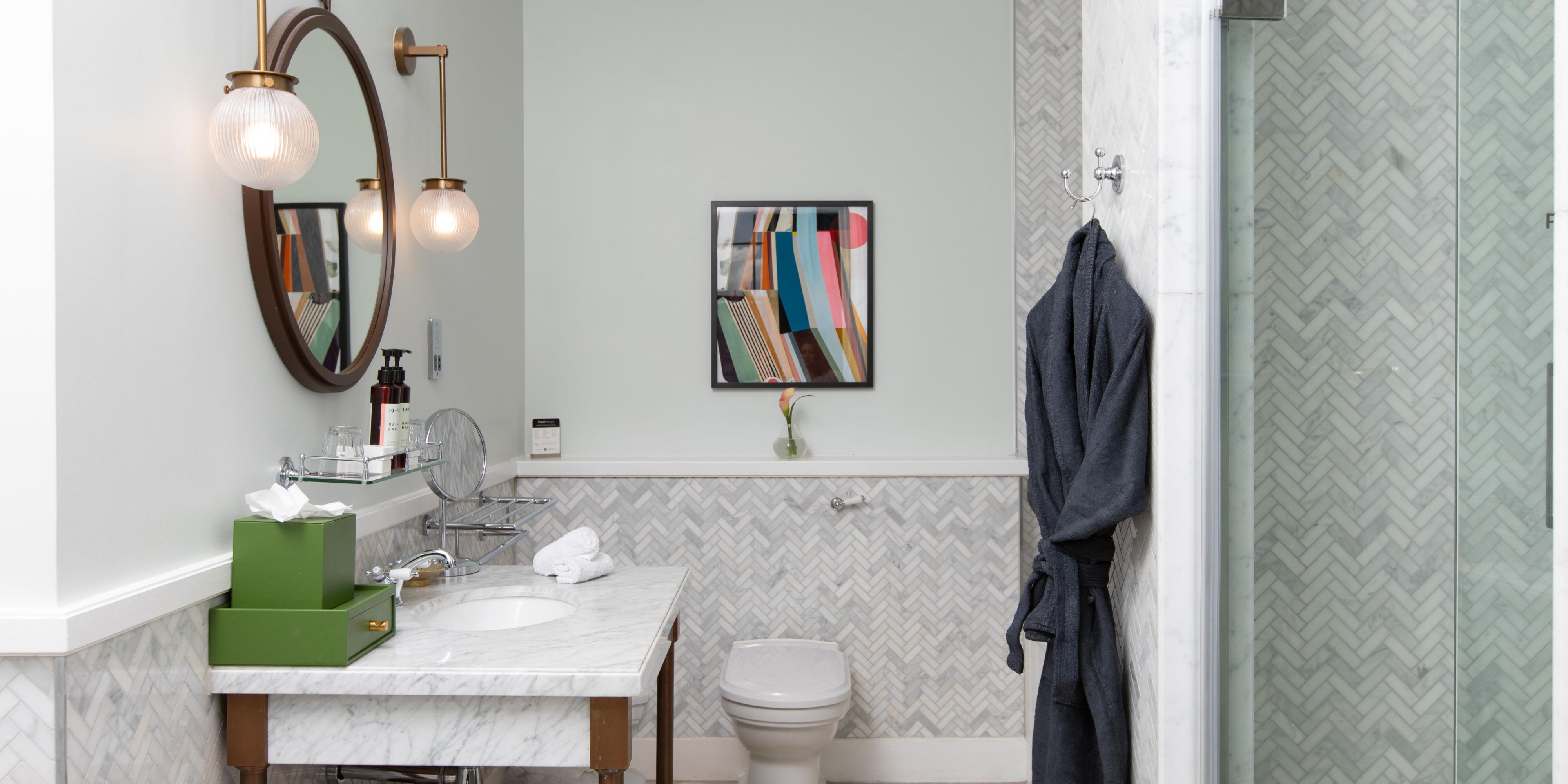 Marble finishes meet bold modern detailing.