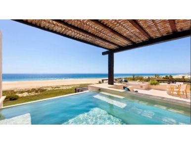 Patio and private pool overlooking the beach