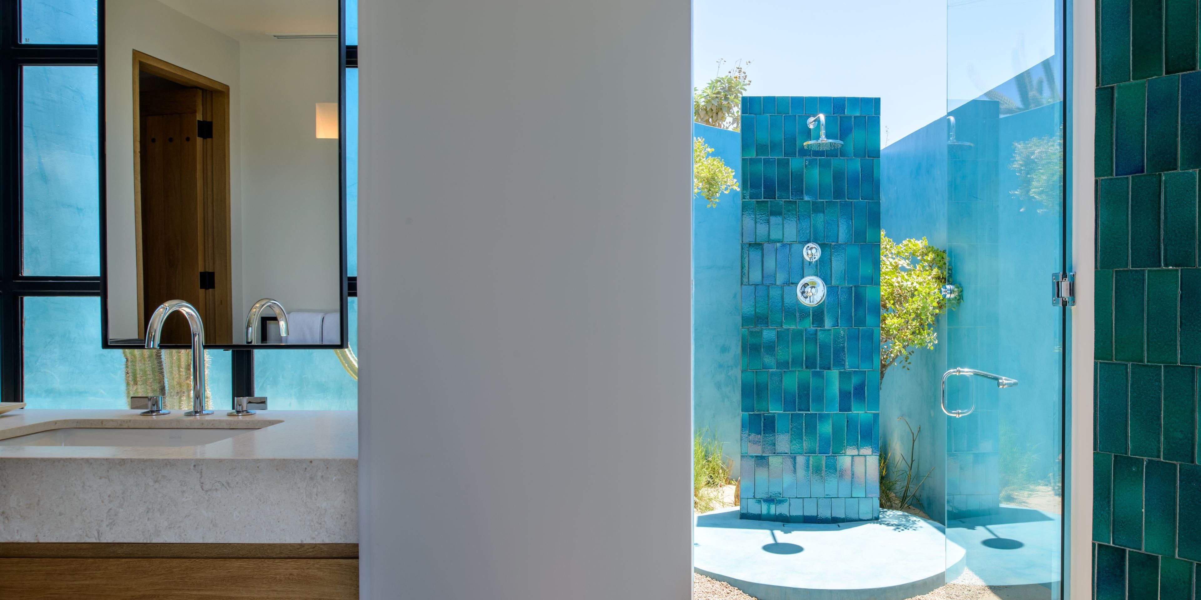 Each of our oceanfront villas include a private outdoor shower.