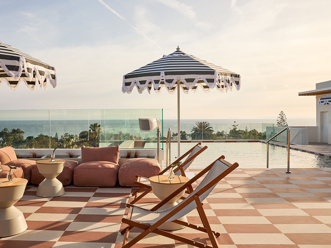 rooftop bar with airy views of the sea