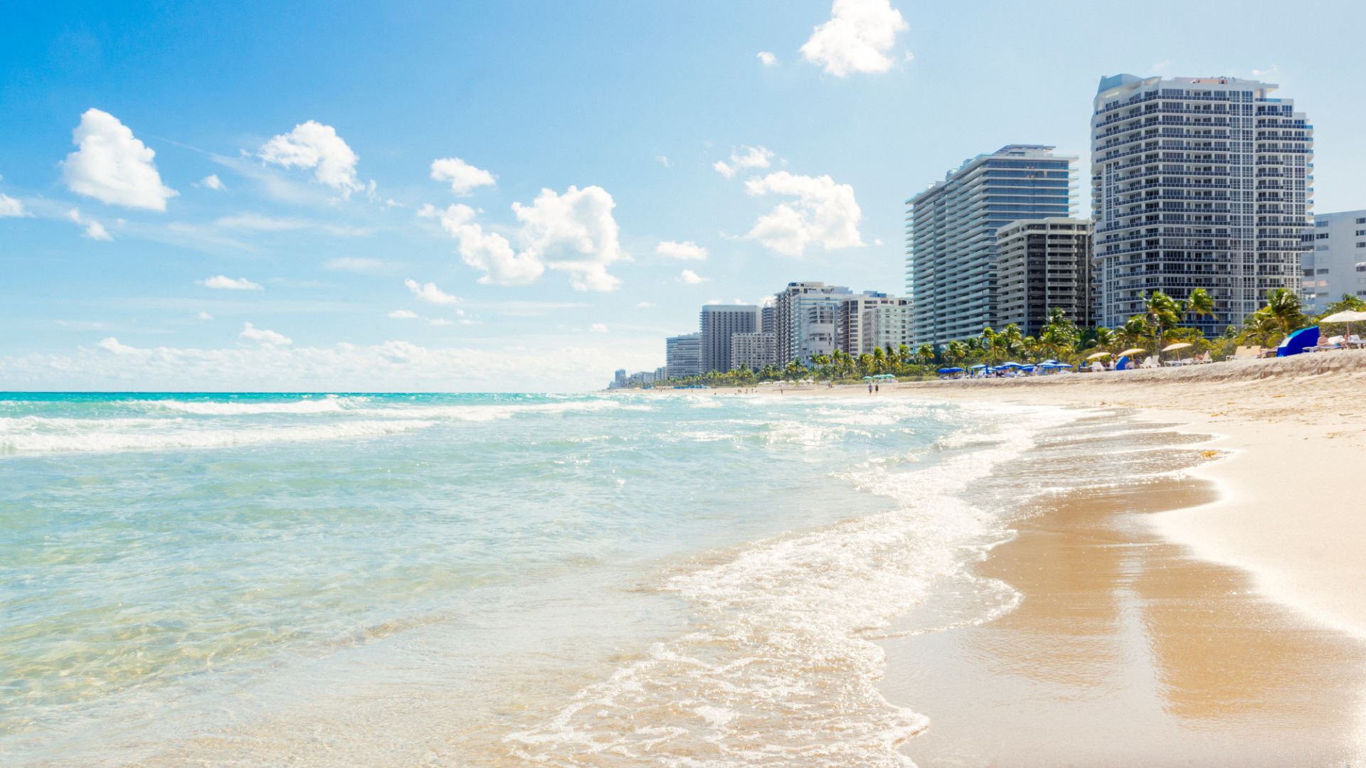 long sandy beach in florida on a beautiful day