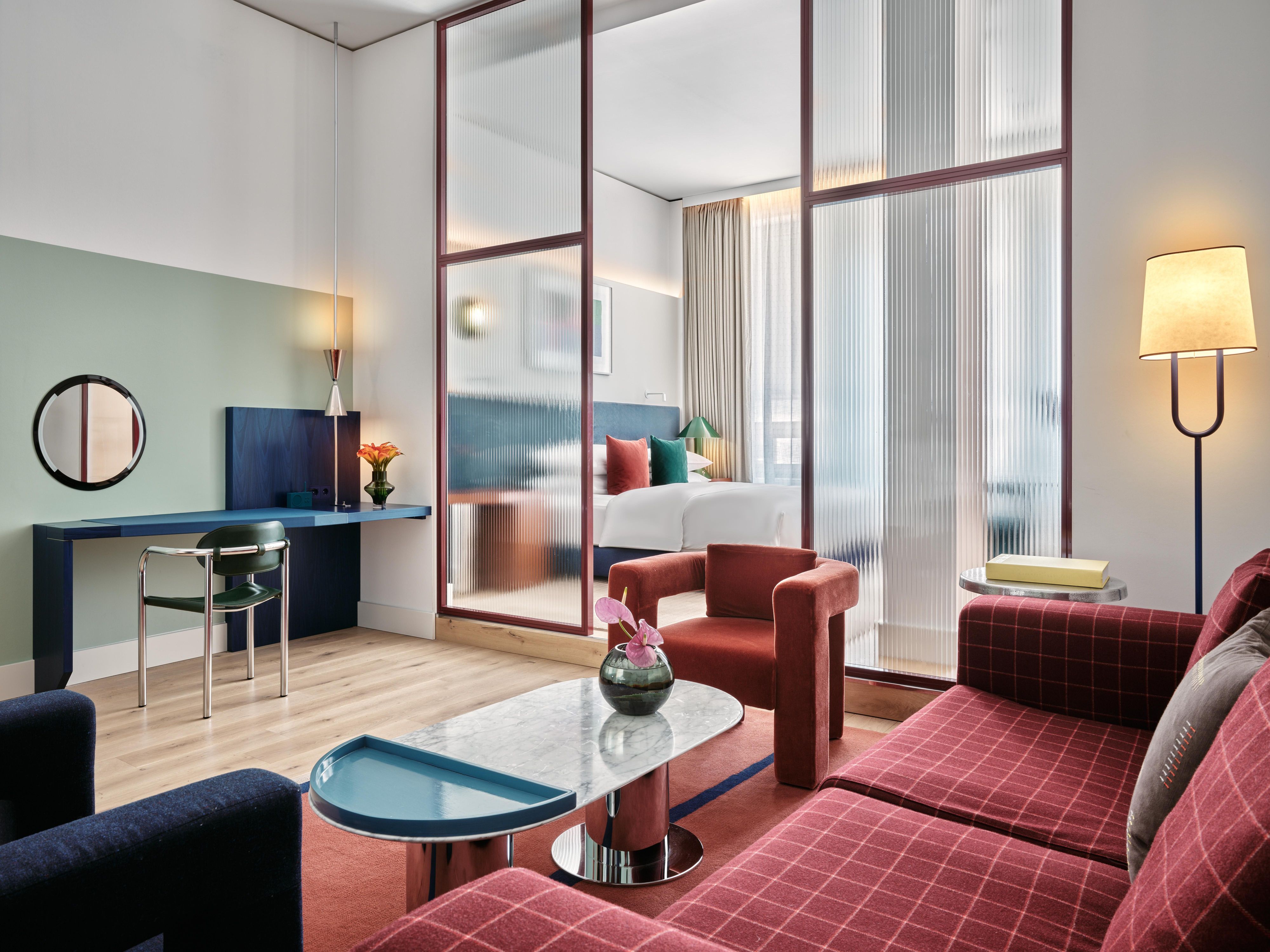 One bedroom hotel guest suite with king bed