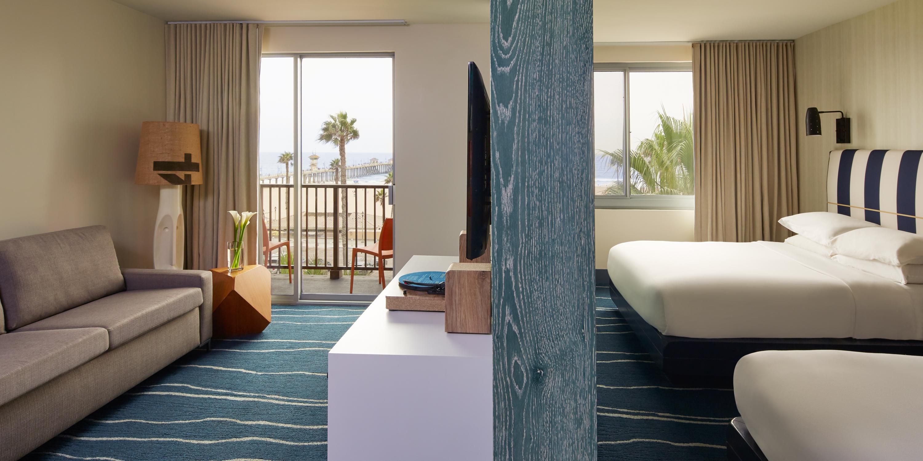Oceanfront suite with 2 queen beds and additional living area