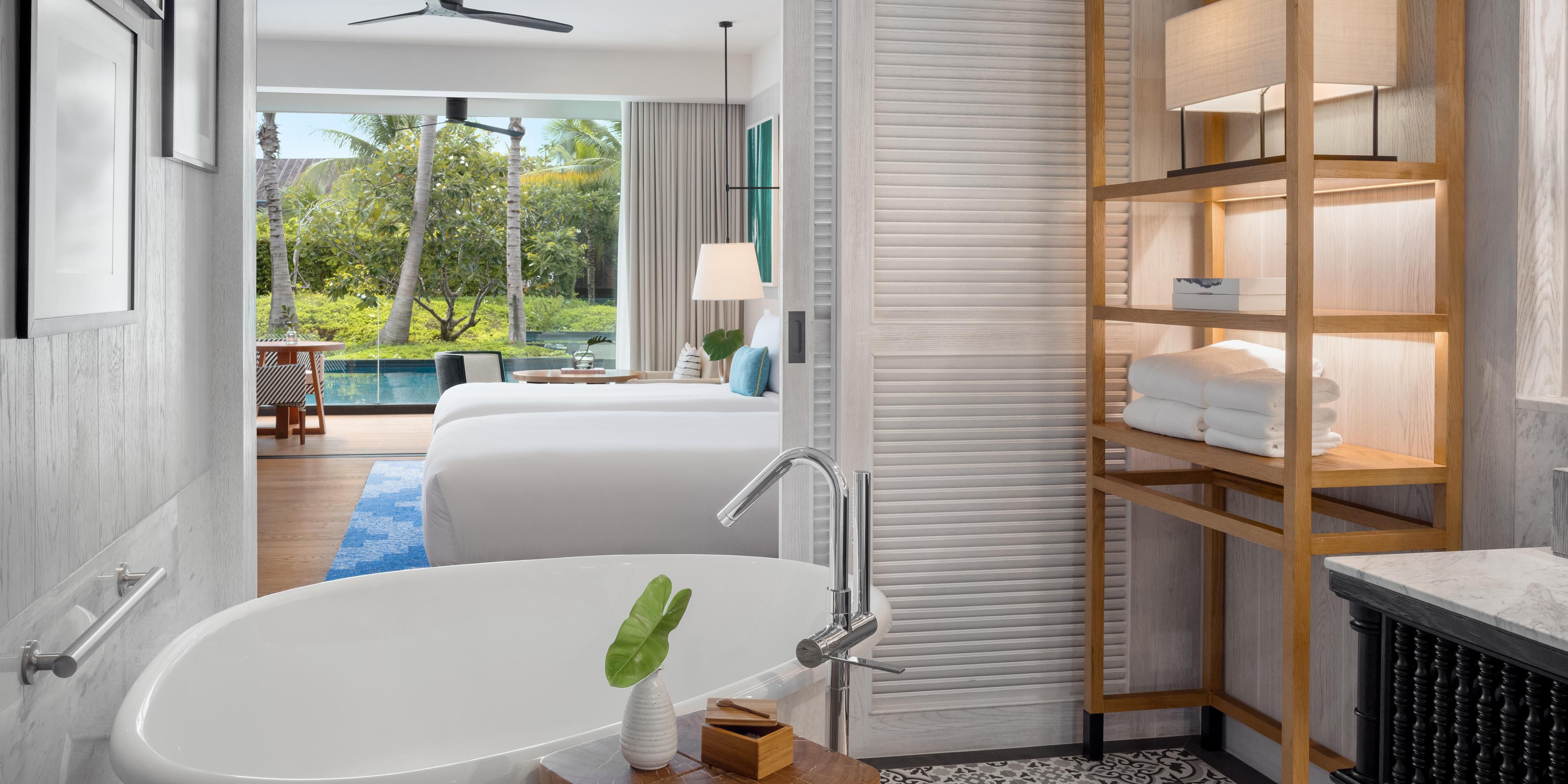Essential Twin Bedroom with Pool Access Bathroom
