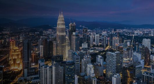twinkling, modern Kuala Lumpur at dusk