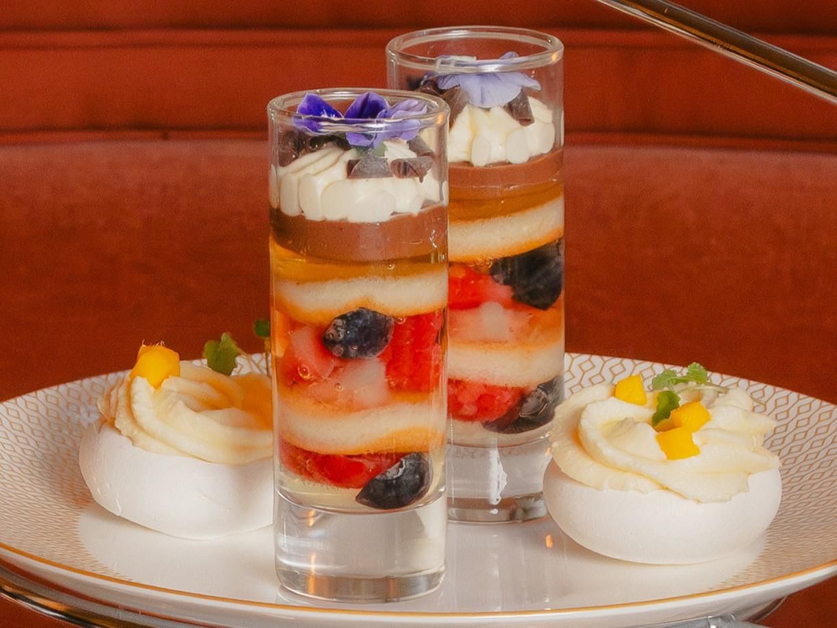 Afternoon Tea selection with a glass of prosecco