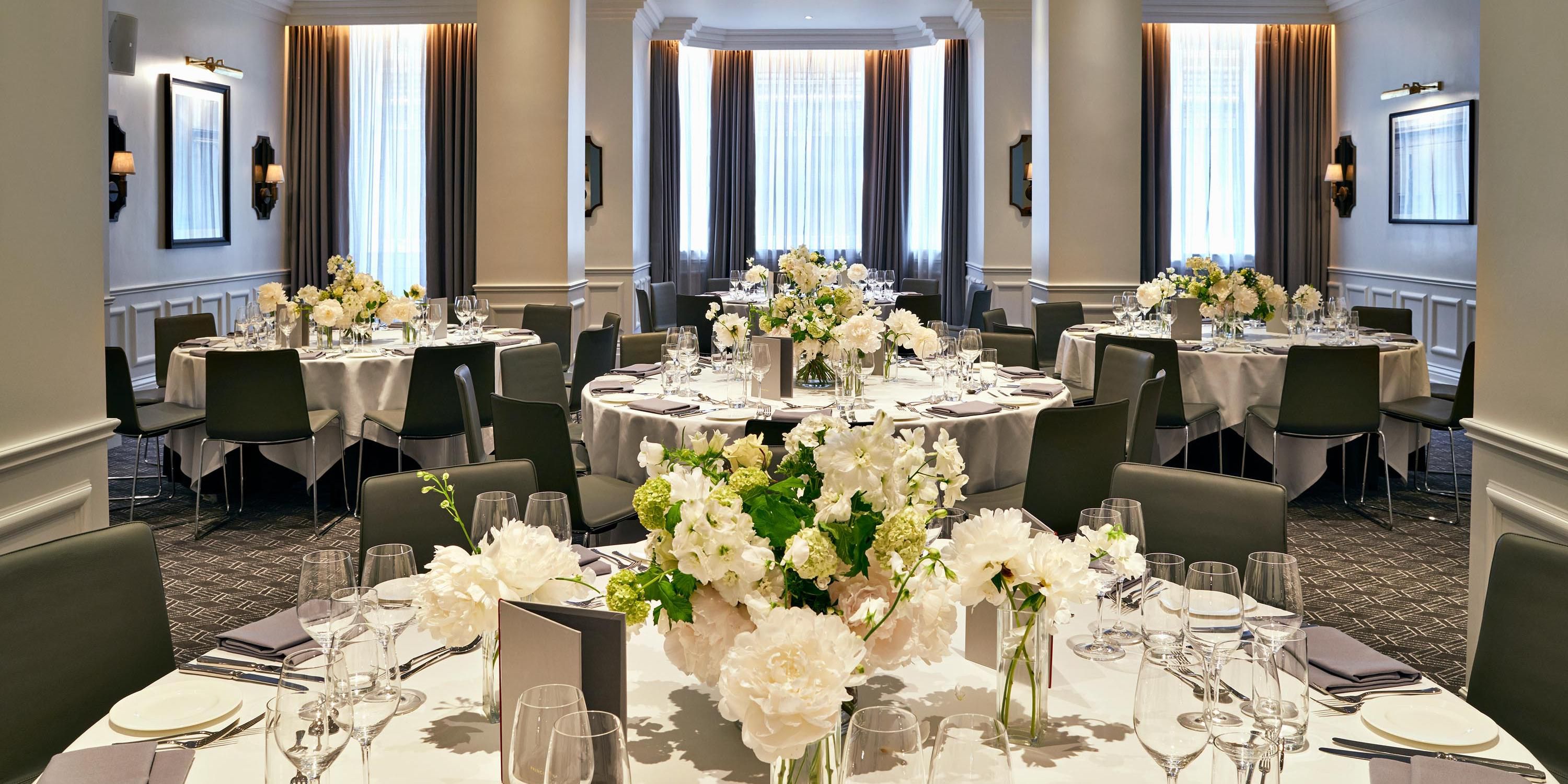 Flowers on banquet tables