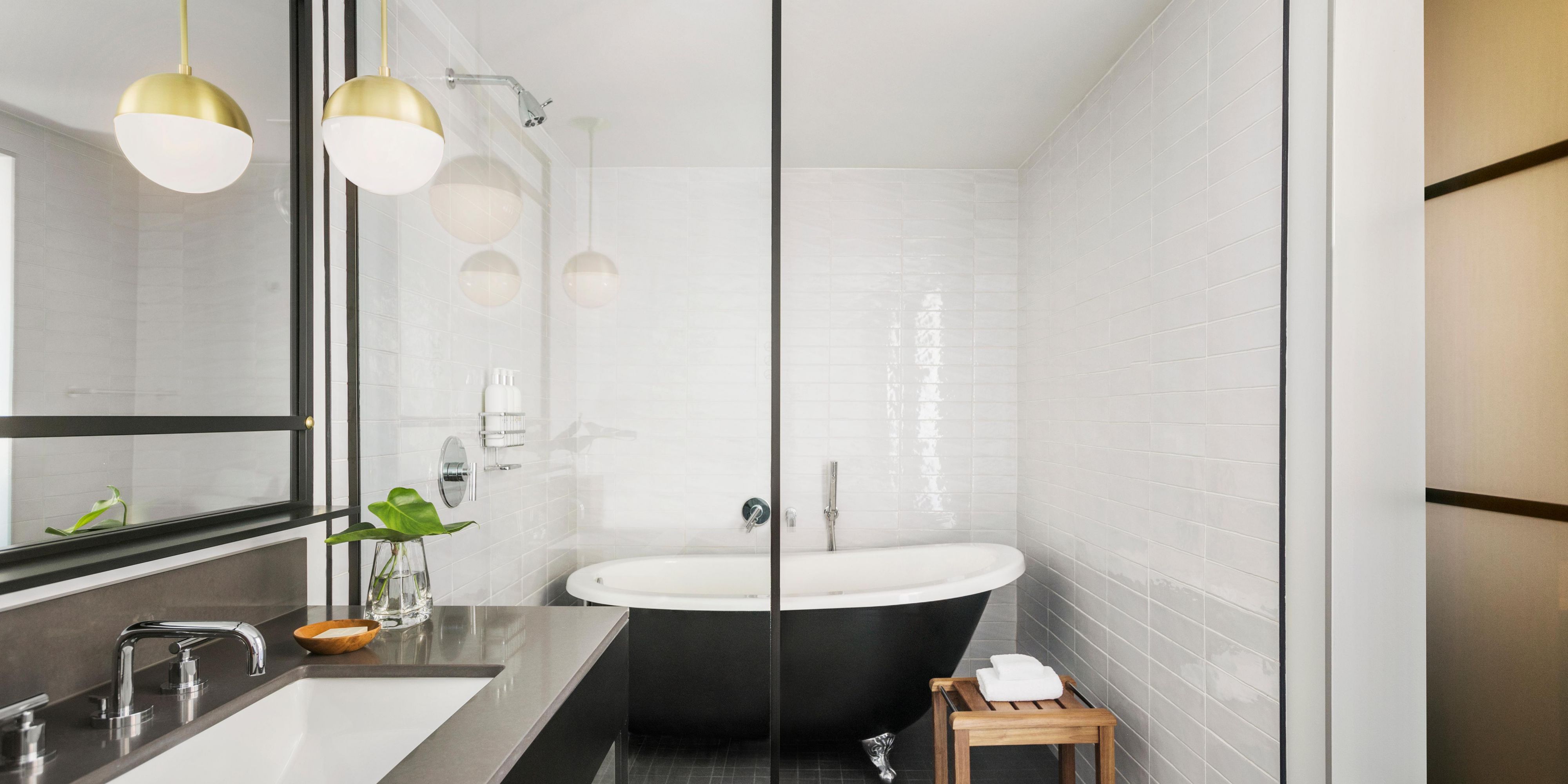 Clawfoot soaking tub with separate shower