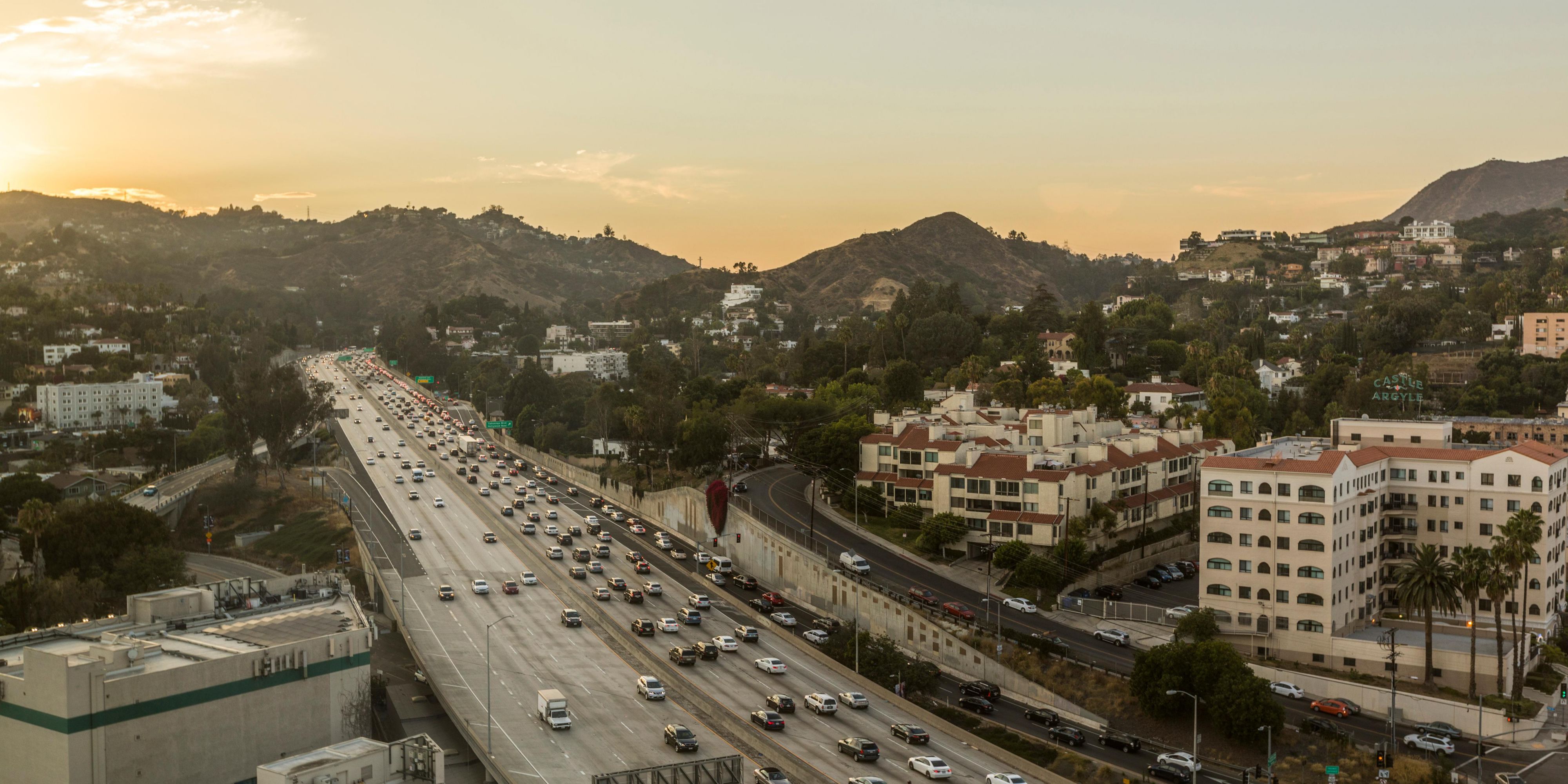 Direct views of the Hollywood Sign and Hills