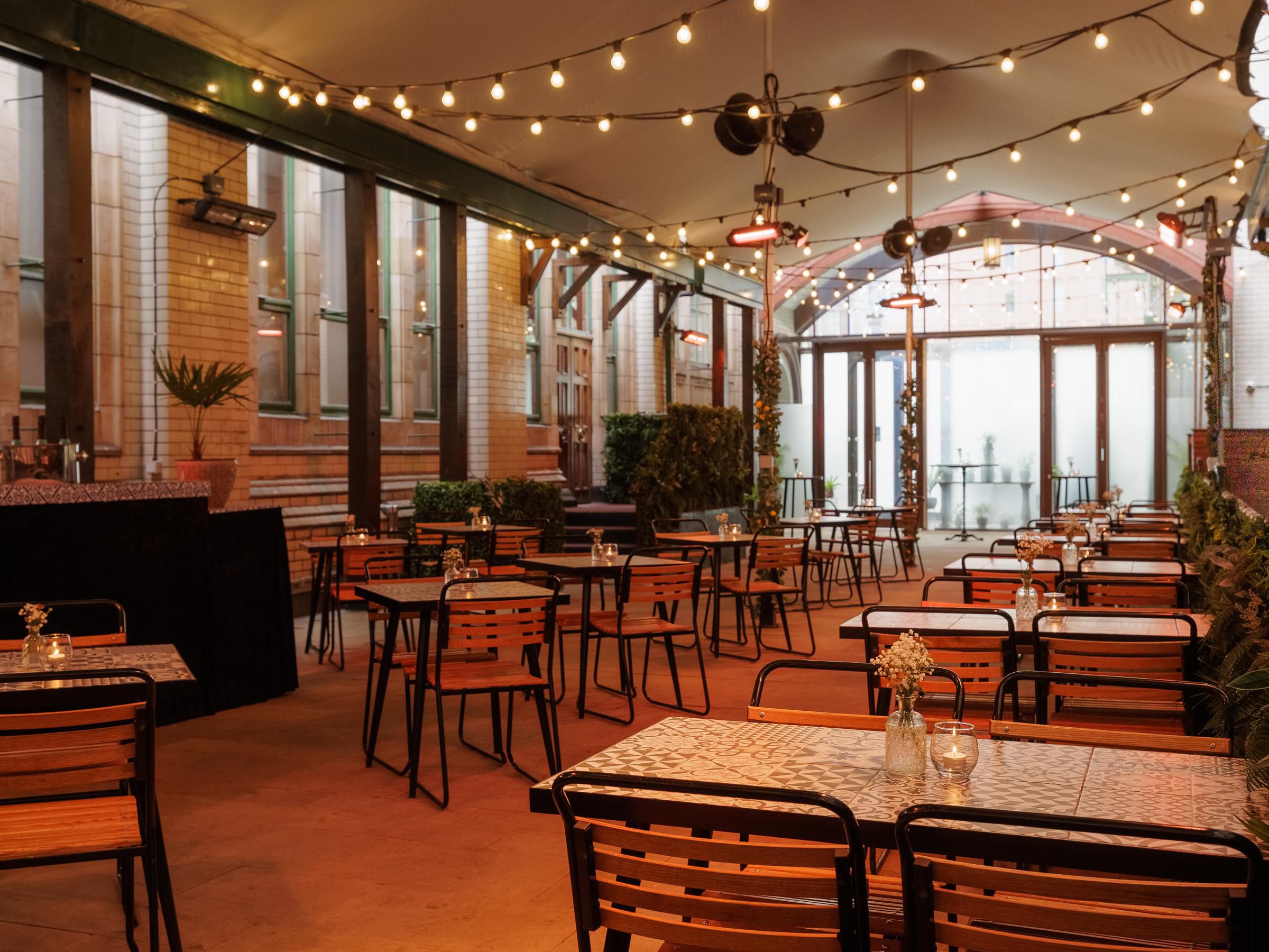 Empty cosy bar seating area 