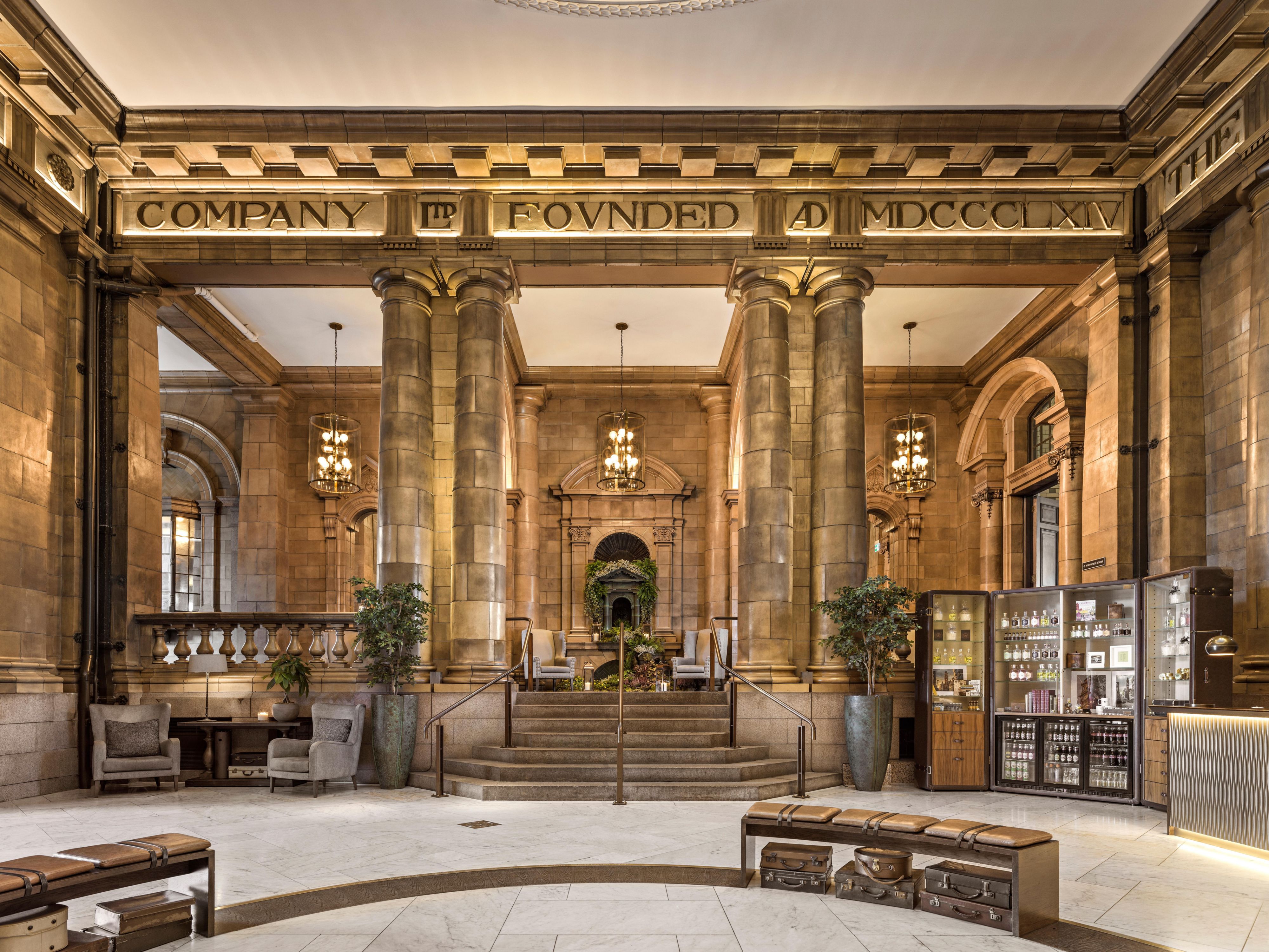 Our stunning triple-height lobby and reception area.