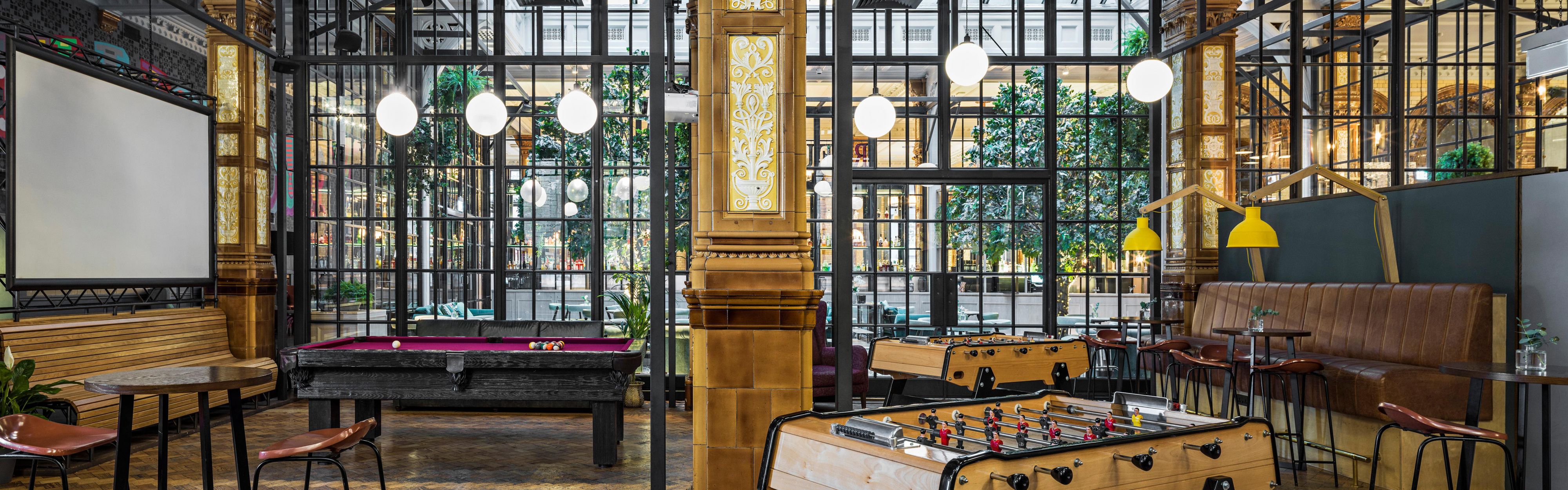 On-site game room at Kimpton Clocktower Hotel