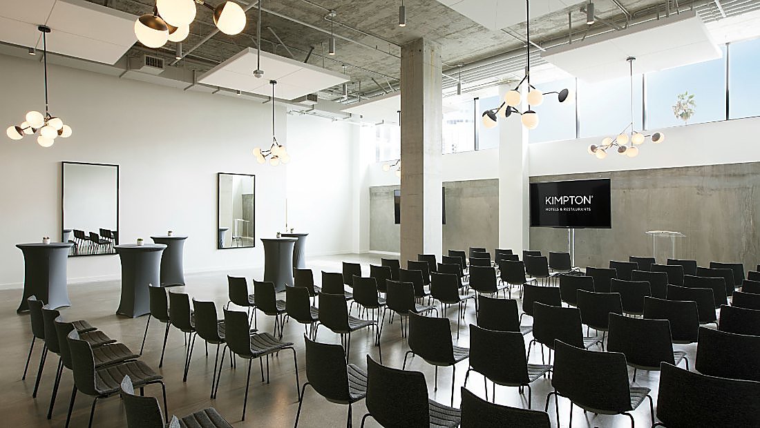 Modern Industrial Meeting Room with Artistic Hanging Ball Chandeliers