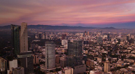 sprawling Mexico City at dusk