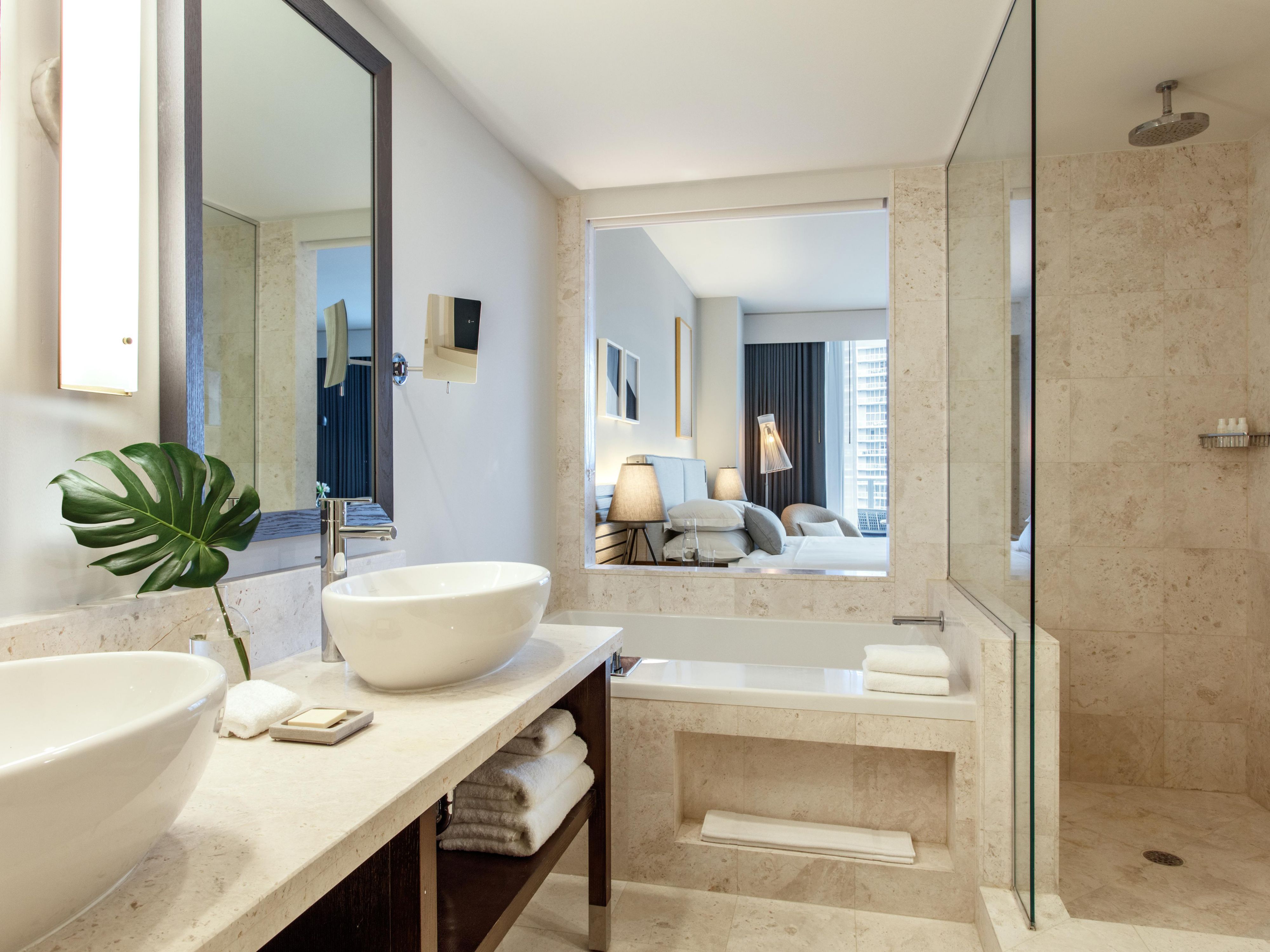 Guest Bathroom with Deep Soaking Tub and Rainfall Shower