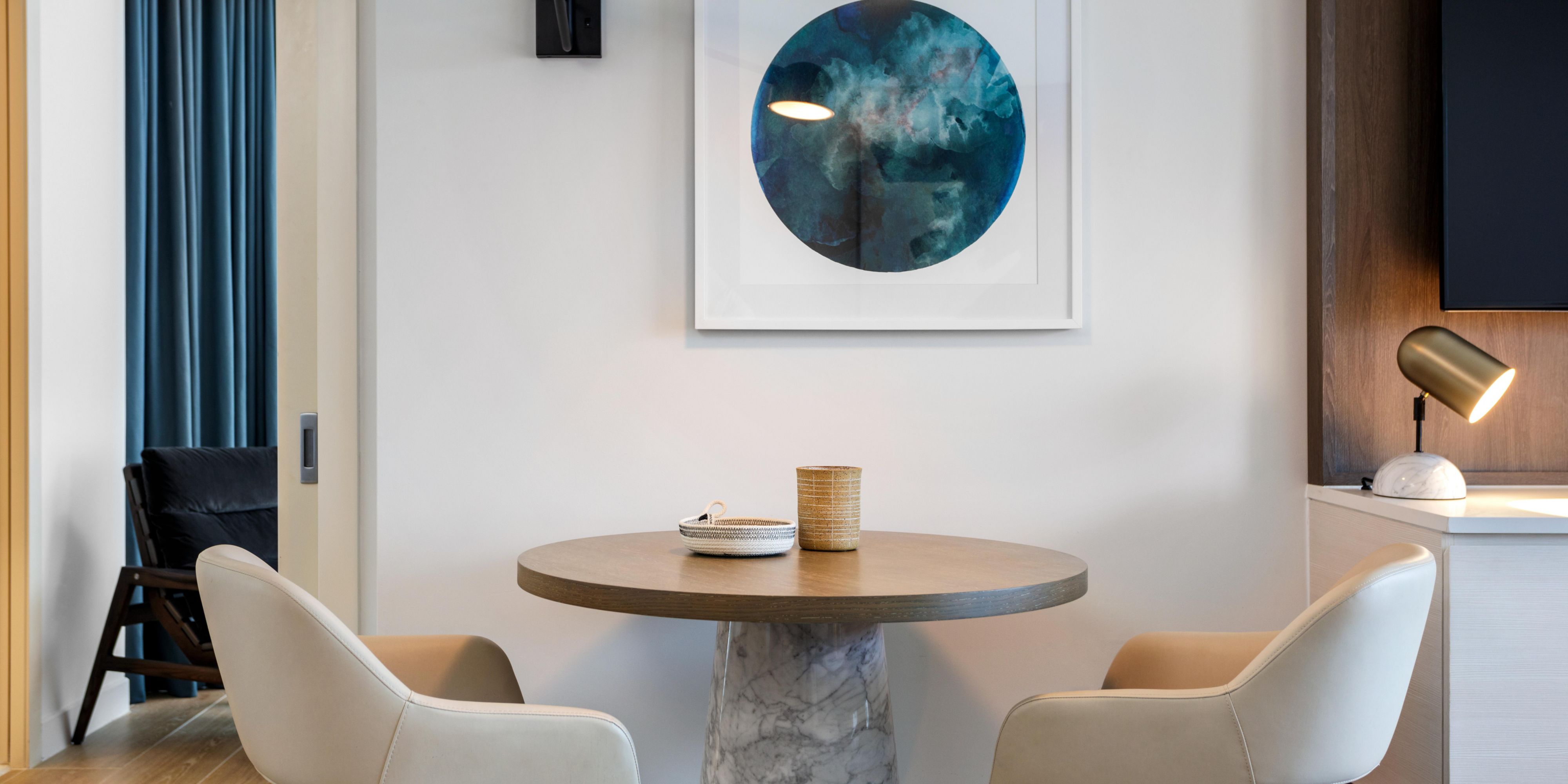 Sip your morning joe at this marble-based bistro table