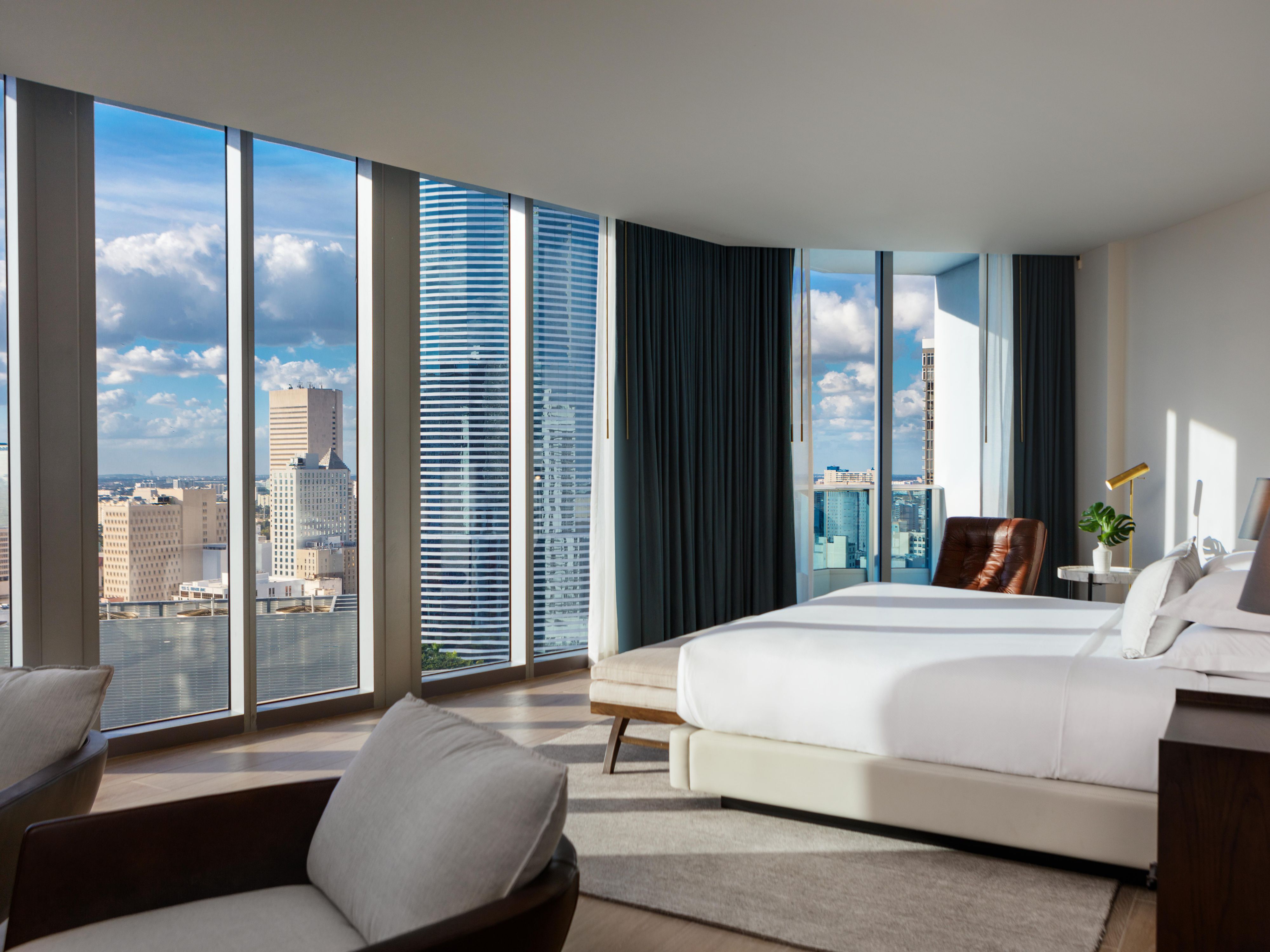 Penthouse Suite Bedroom with Floor to Ceiling Windows 