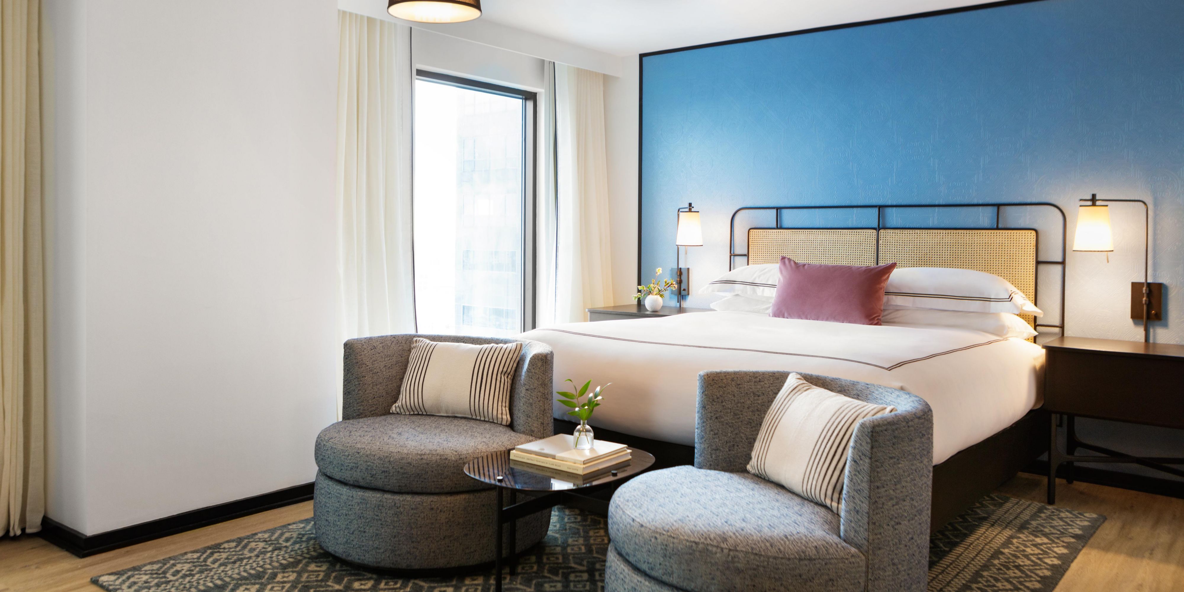 Located on the top floor with city views