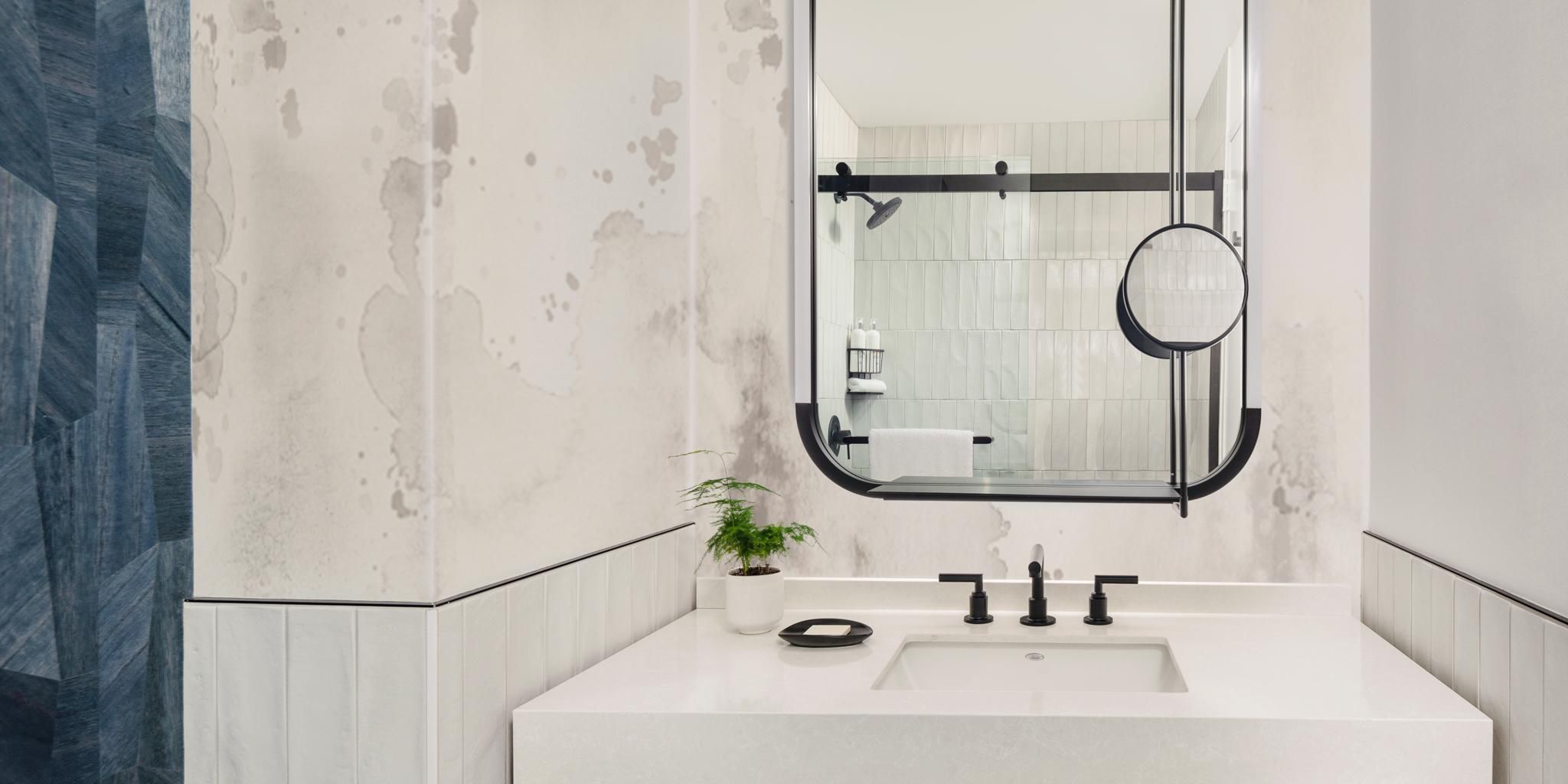 Luxury hotel bathroom with modern fixtures