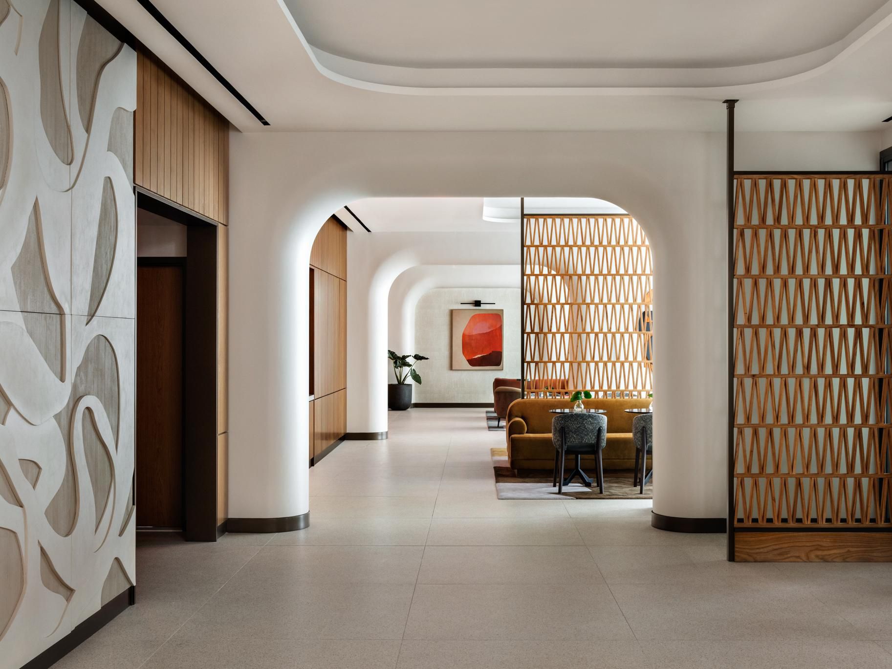 Chic boutique hotel lobby