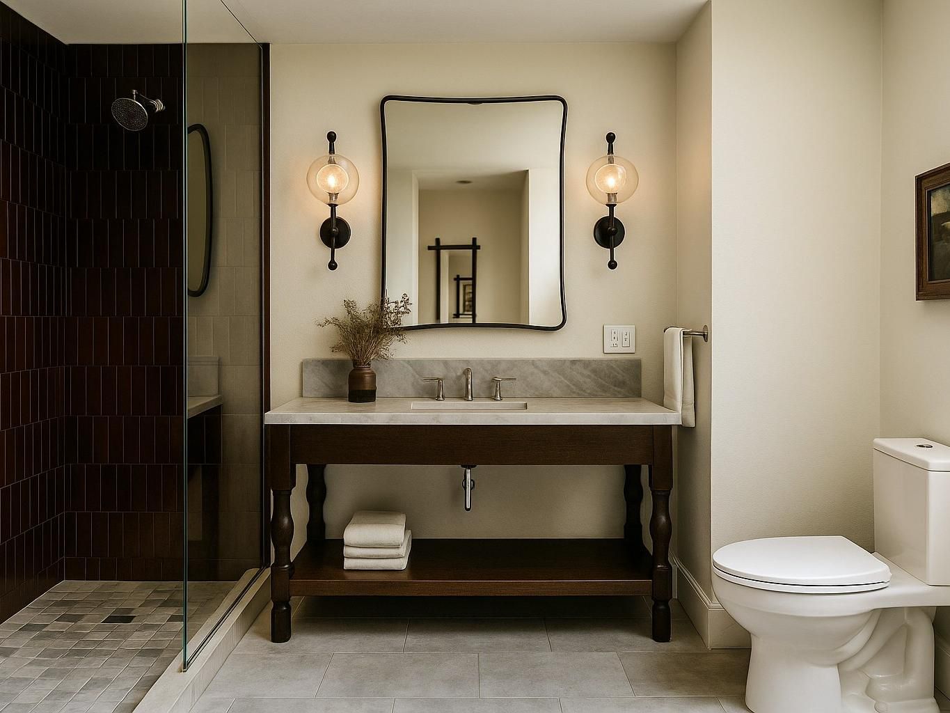 Spacious tile walk-in showers