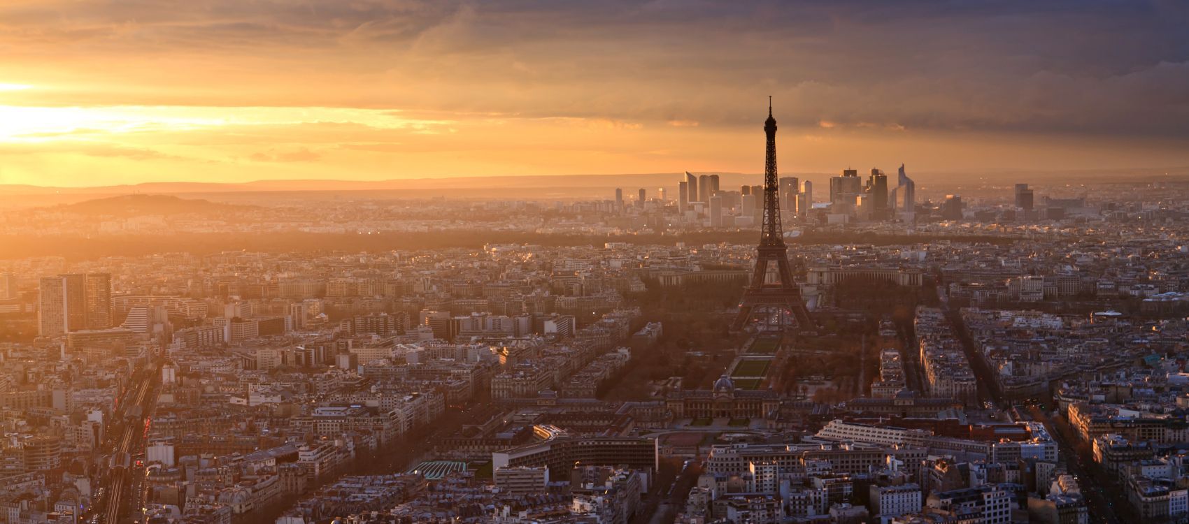 View of Paris with Eiffel Tower in foreground