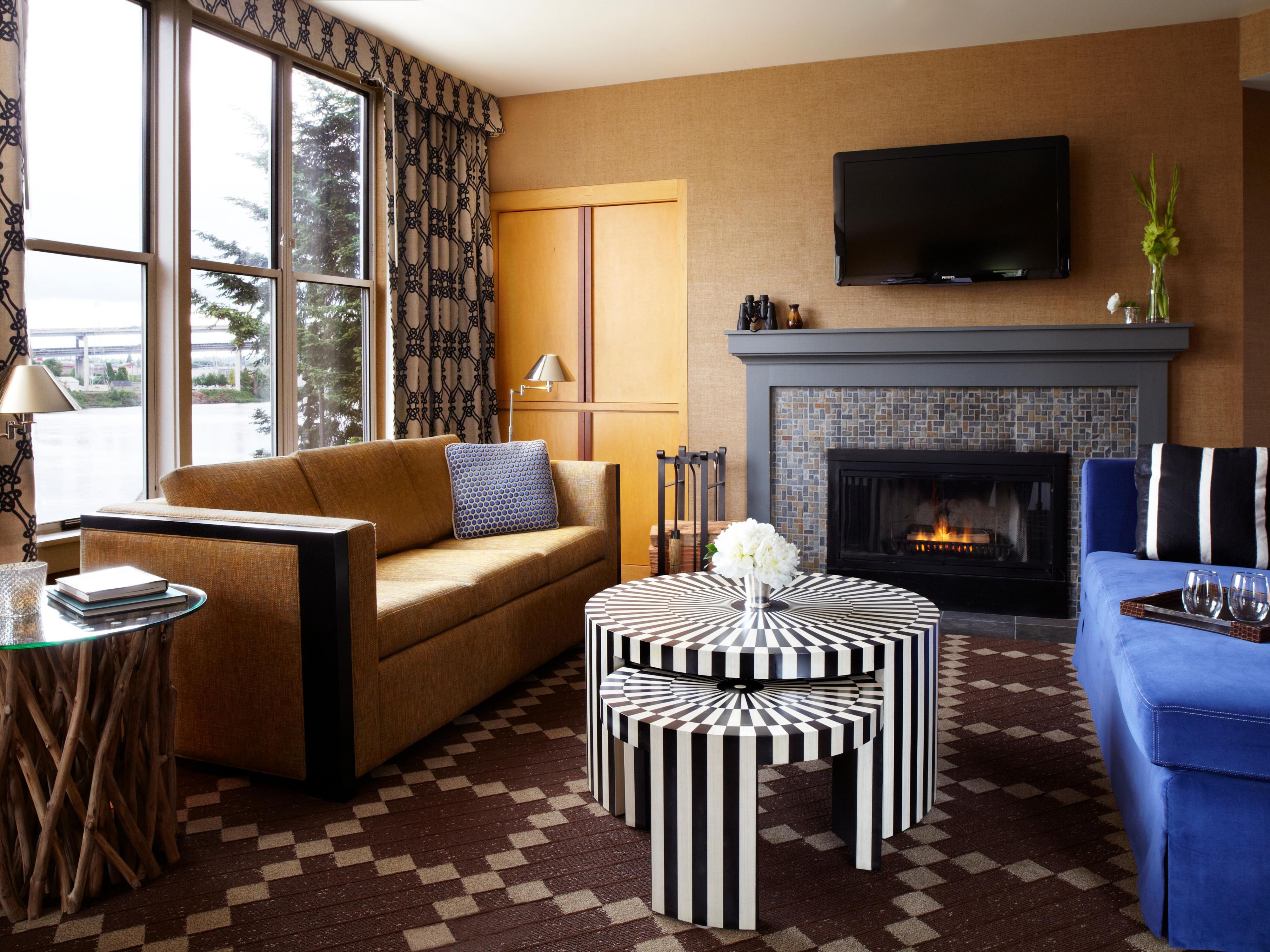 Inviting ambience with a wood-burning fireplace