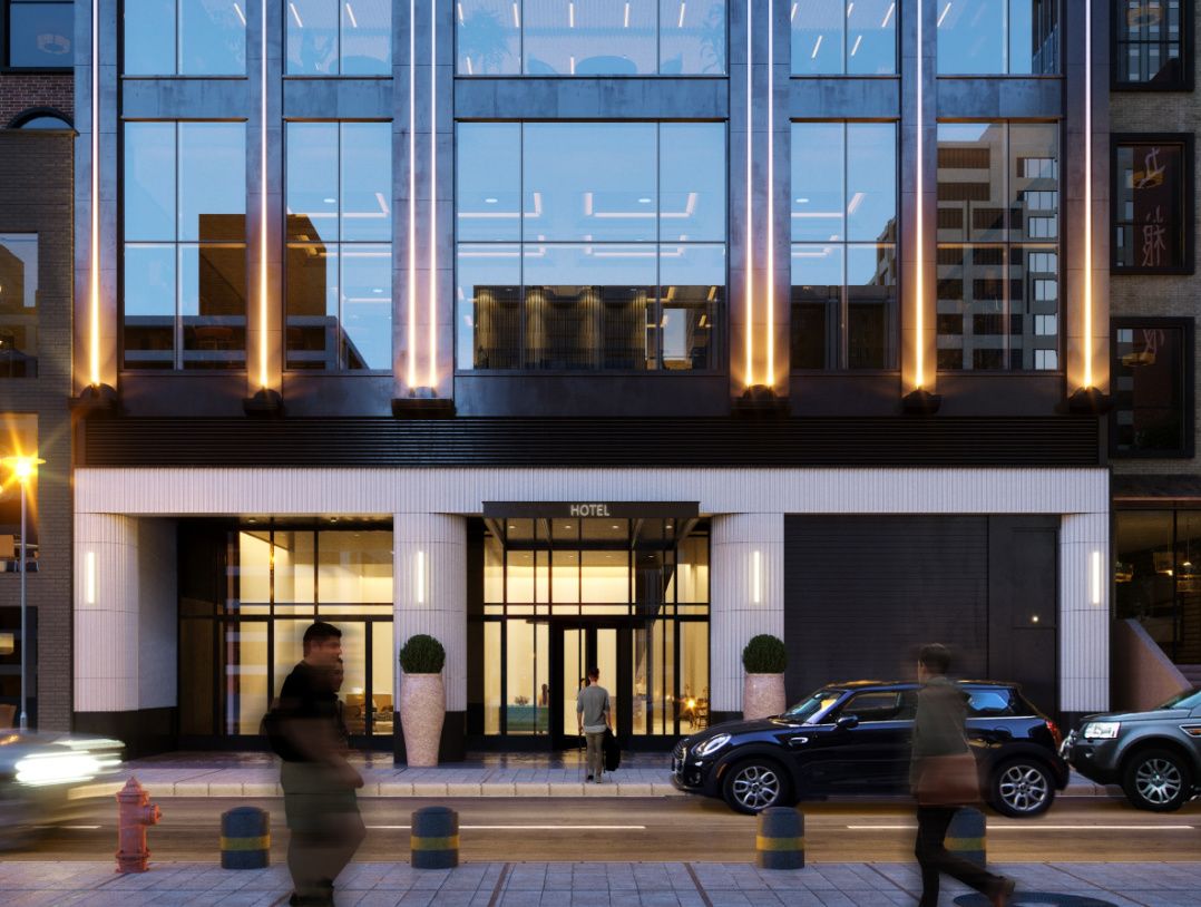 exterior entrance to new york city hotel