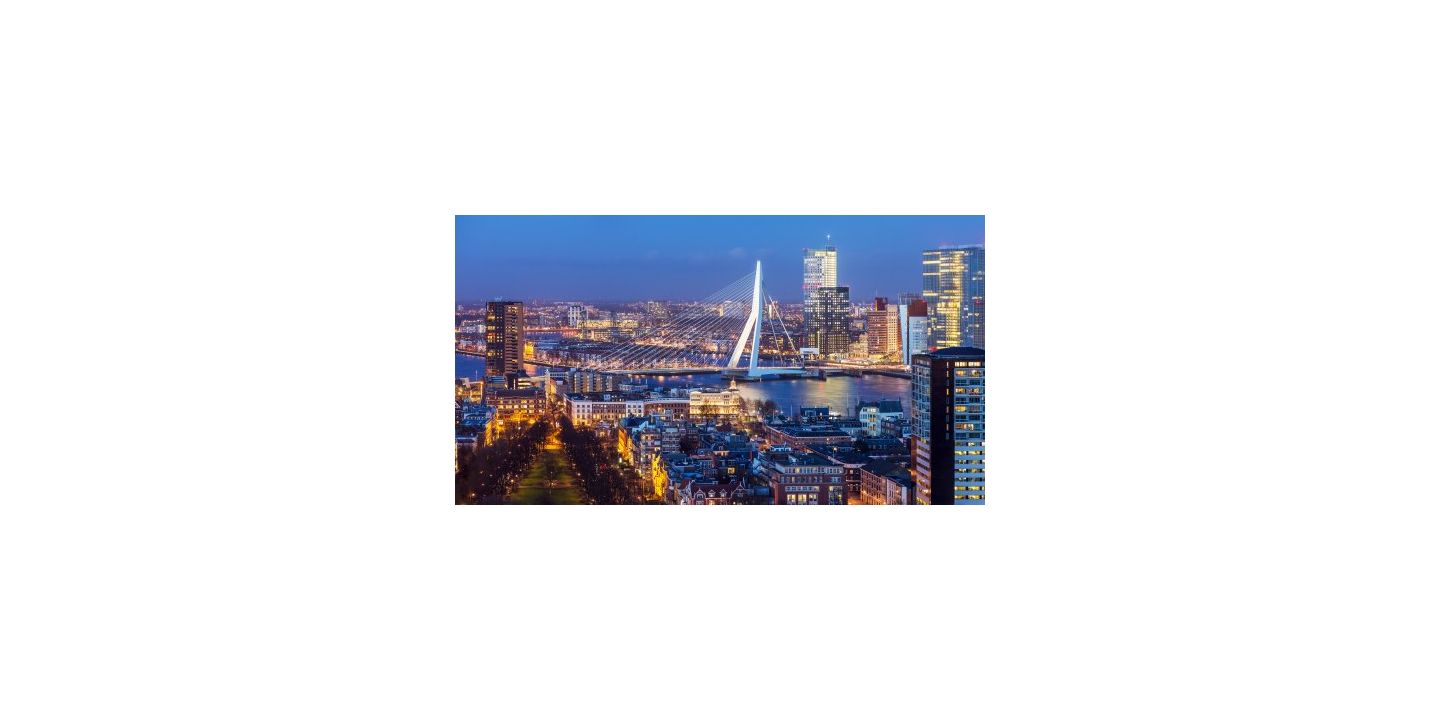 Glittering Rotterdam skyline at night