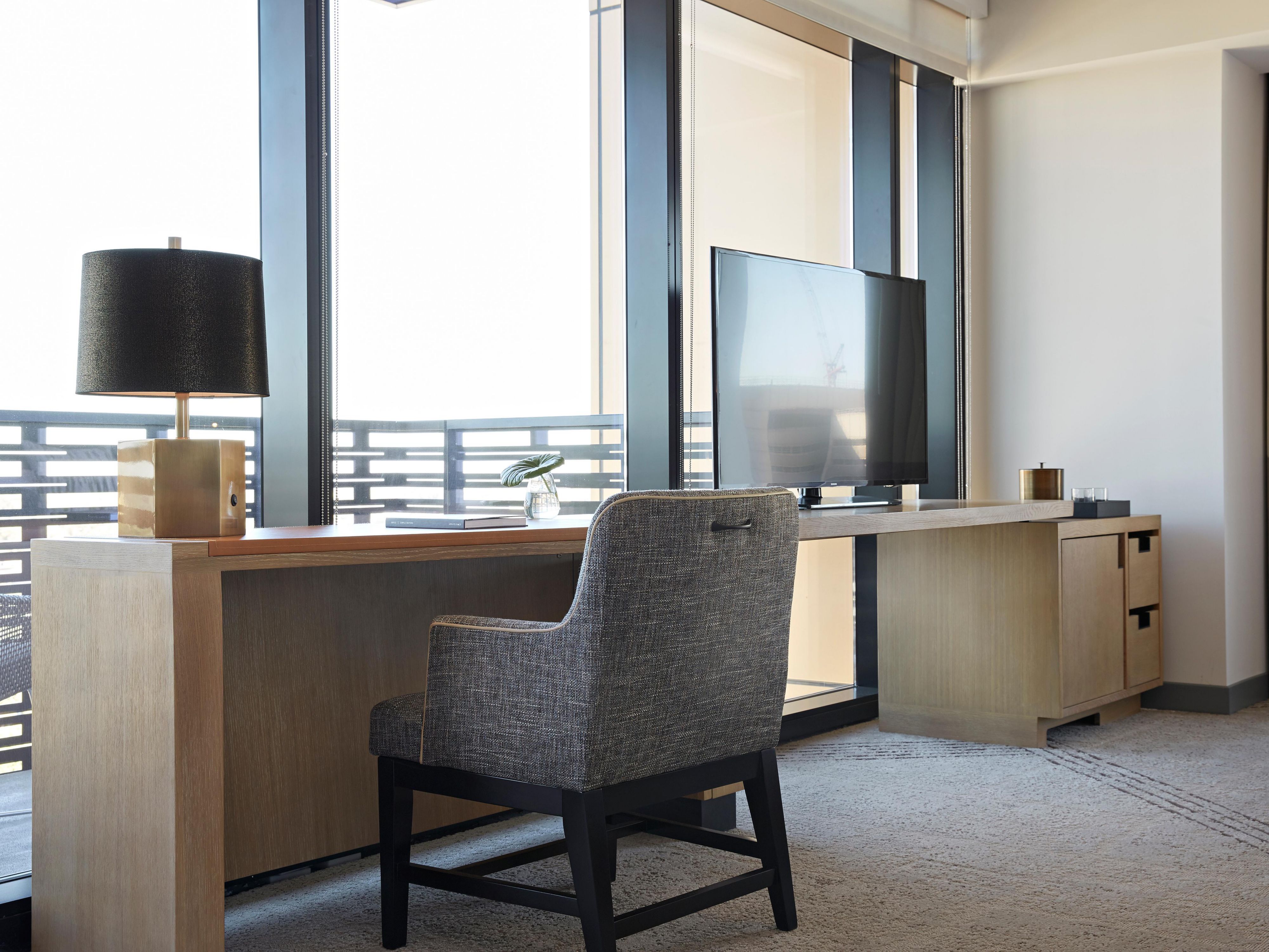 Private balcony overlooks Sacramento's skyline