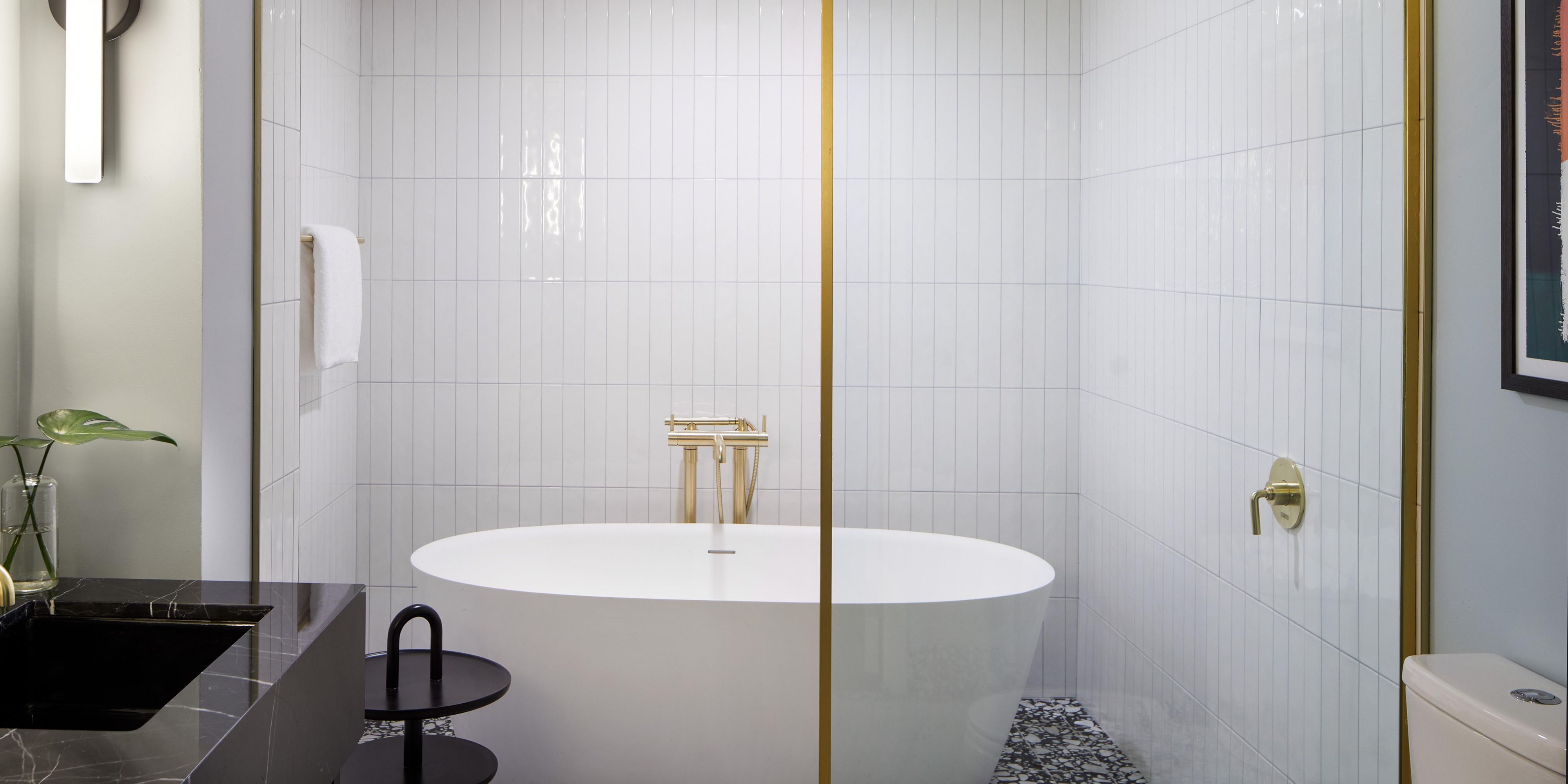 Spa soaking tub and separate walk-in shower