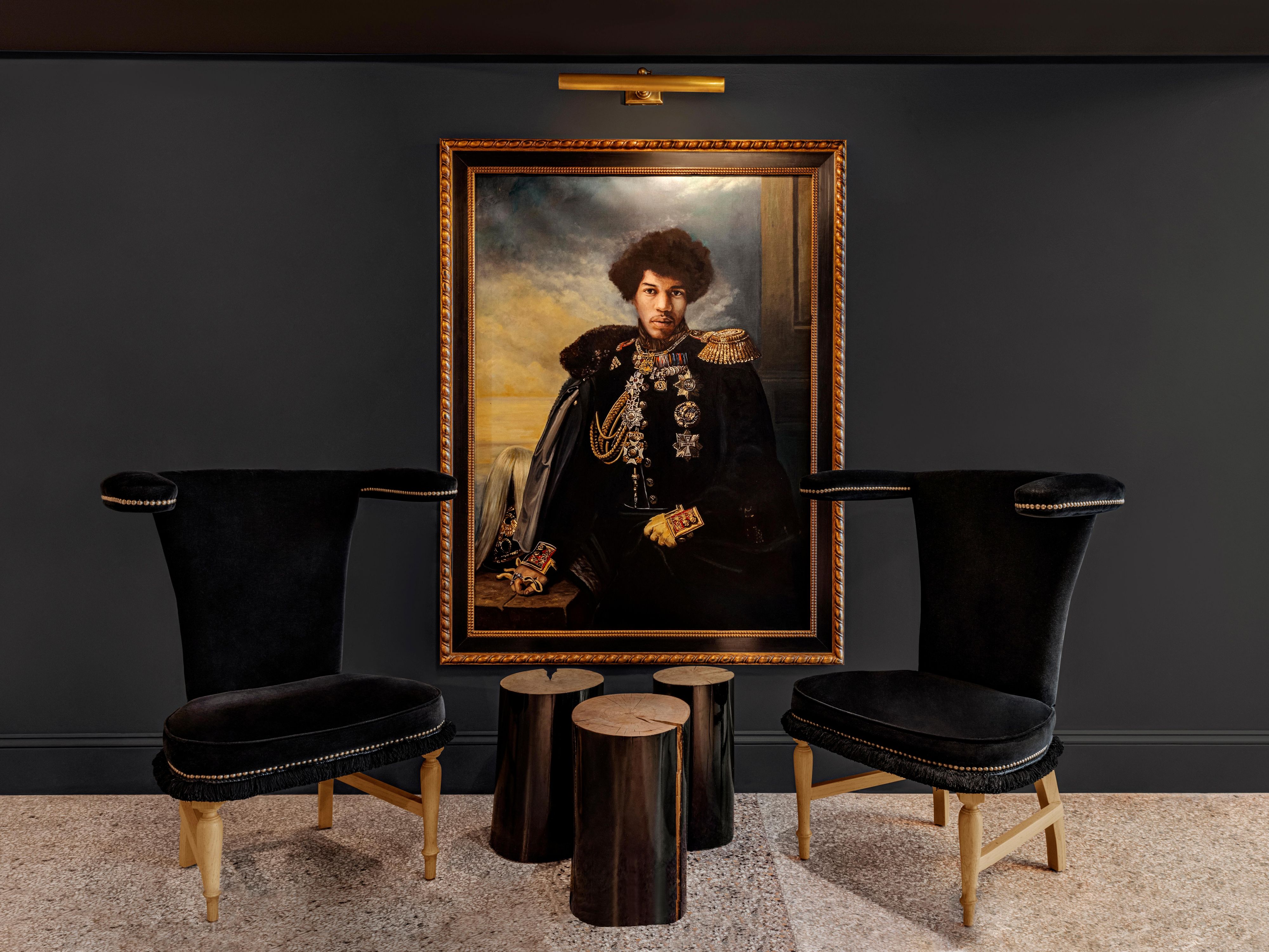 Edgy design elements and contemporary furnishings