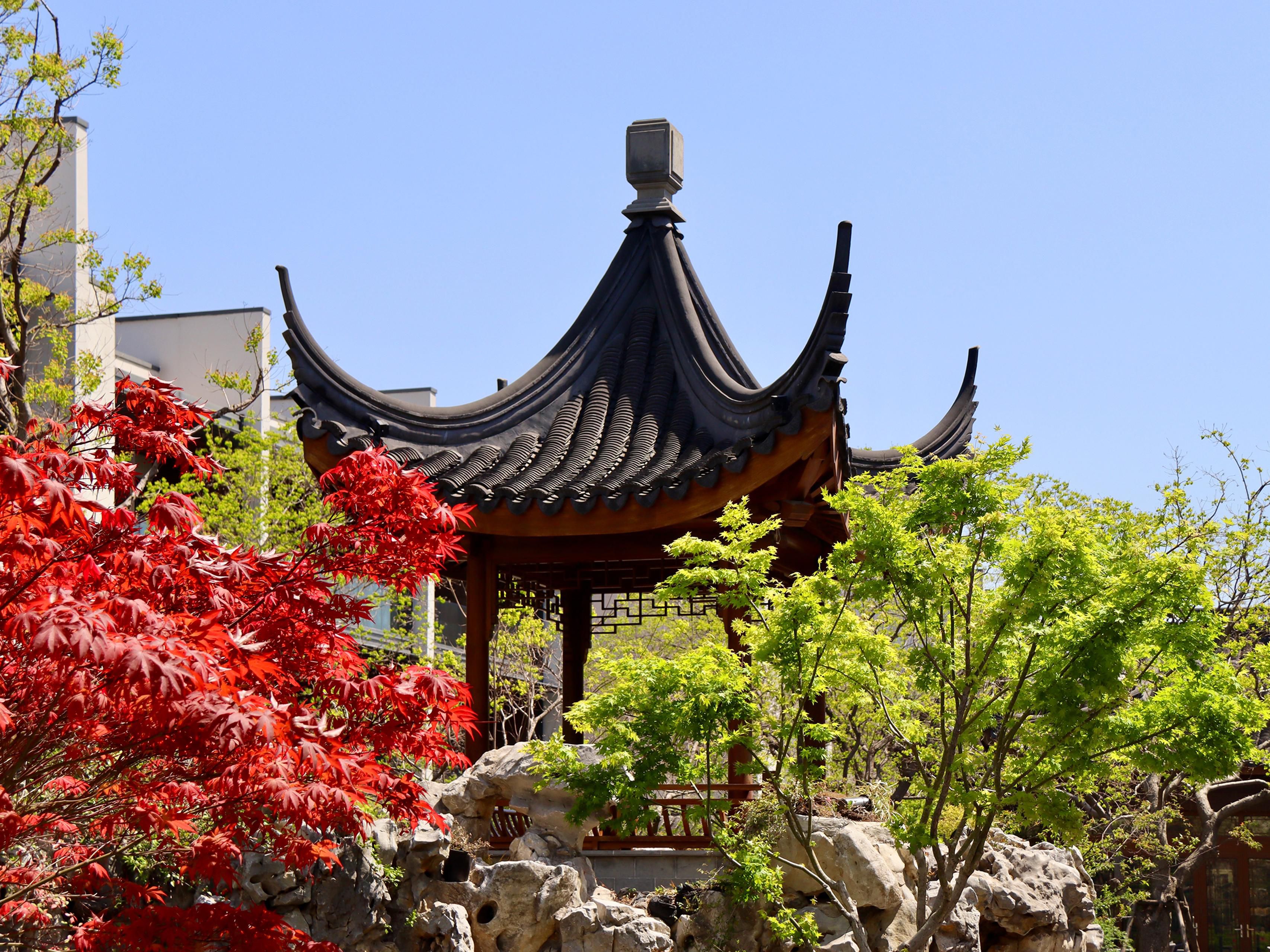 Huxin Pavilion in water landscape