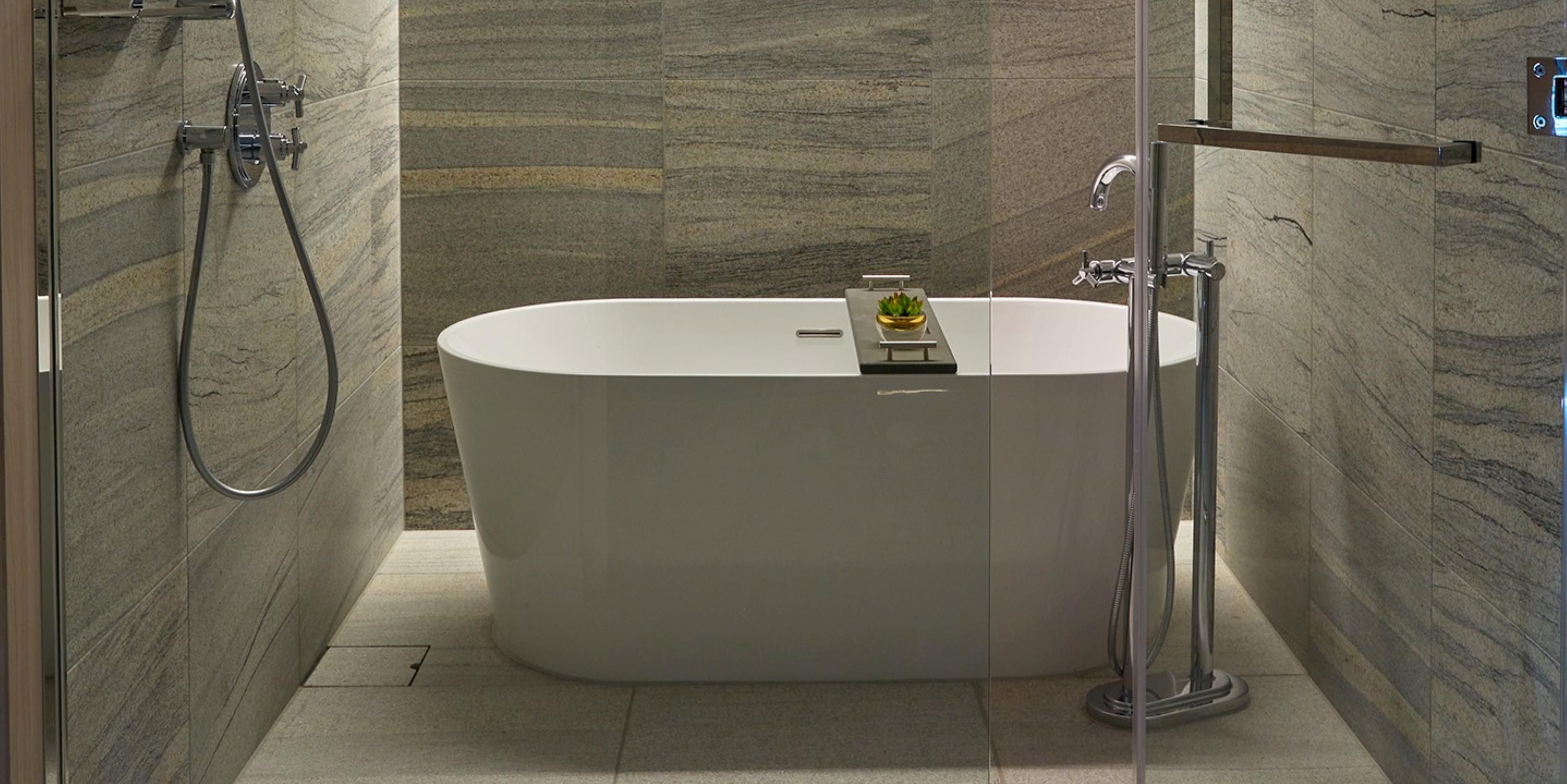 Unwind in the deep soaking tub 