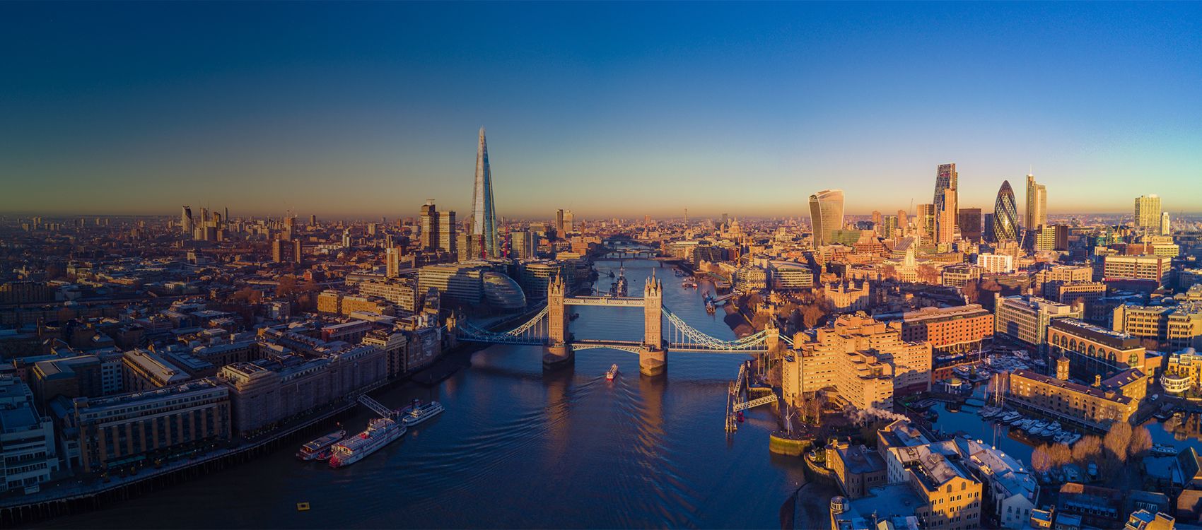View of London Skyline with Thames River