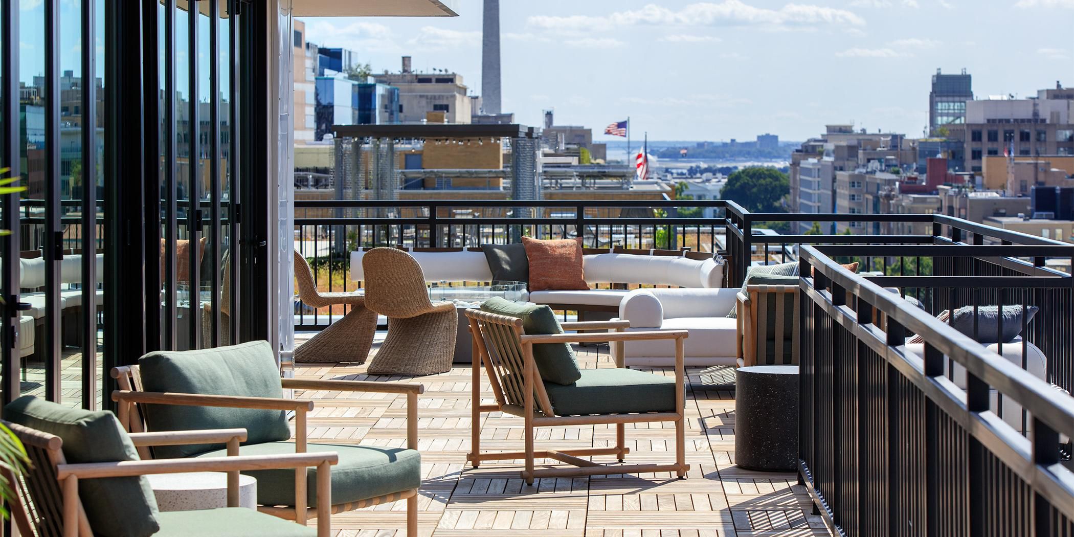 From your perch at the sophisticated indoor/outdoor rooftop bar Lady Bird, see the city below, including an unobstructed view of the White House. With an inspired drink menu, fire pits, lounge chairs,  music, and clever design touches, there’s no better place to unwind.