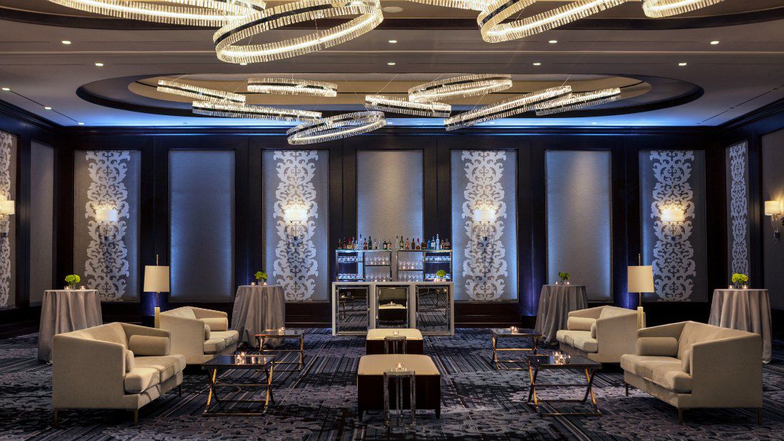 an indoor, atmospheric, and well-lit reception room