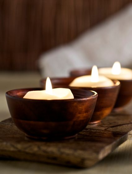 candles adding ambiance to the room
