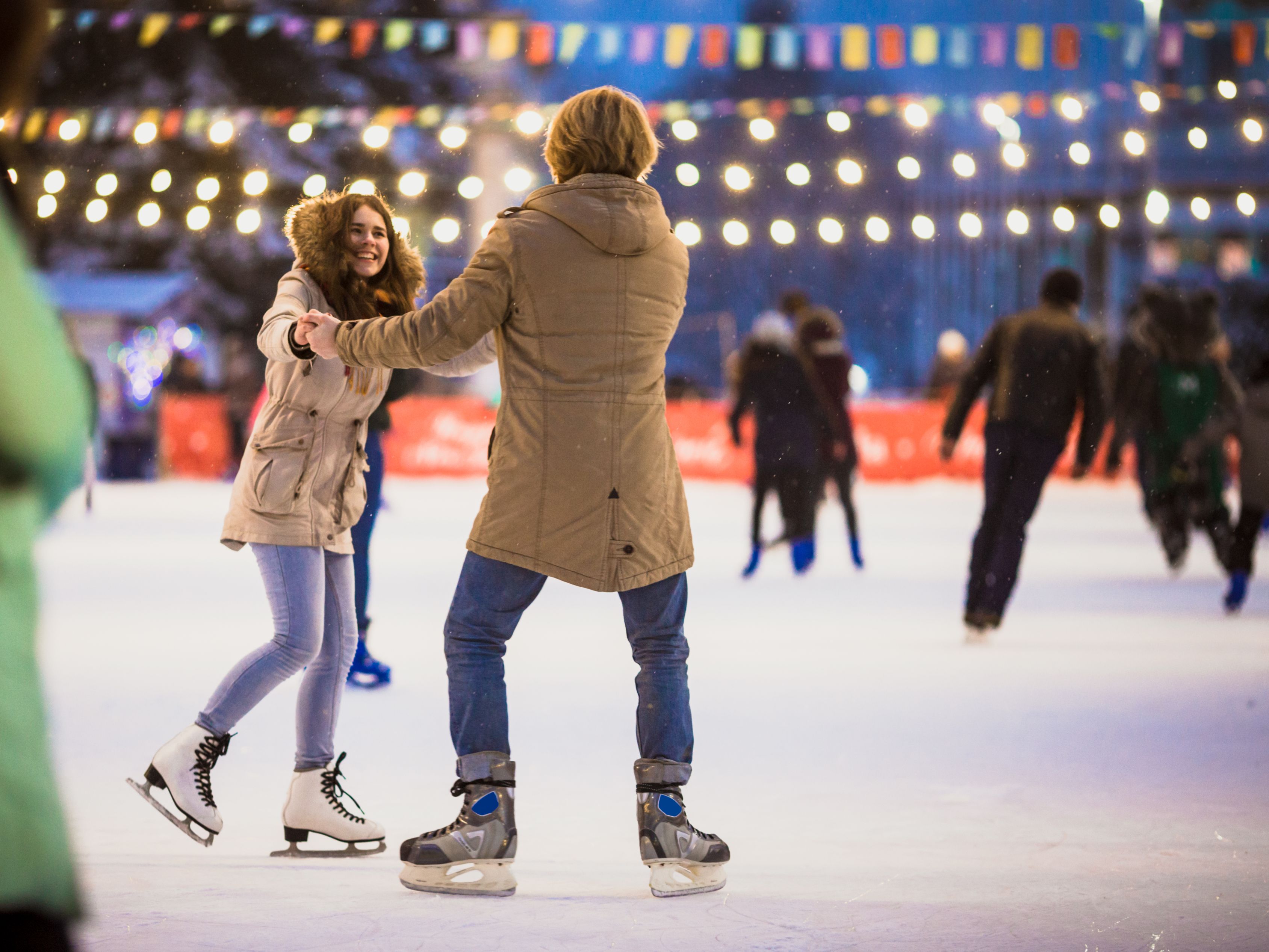 Couple ice skating