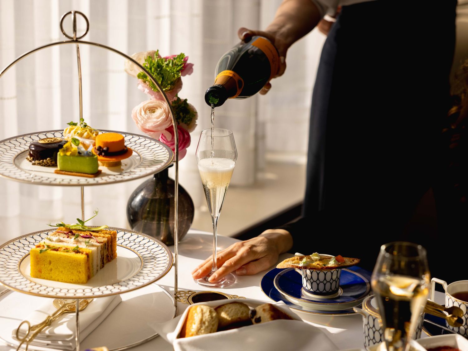 champagne served afternoon tea
