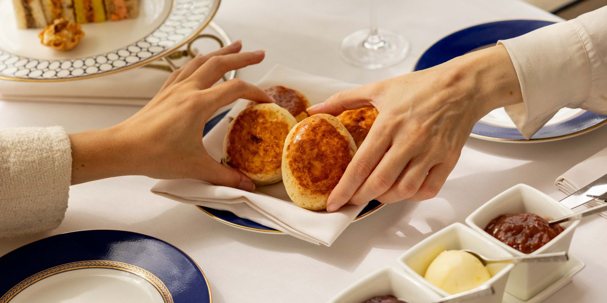 Wellington Lounge Afternoon Tea with scones and fizz