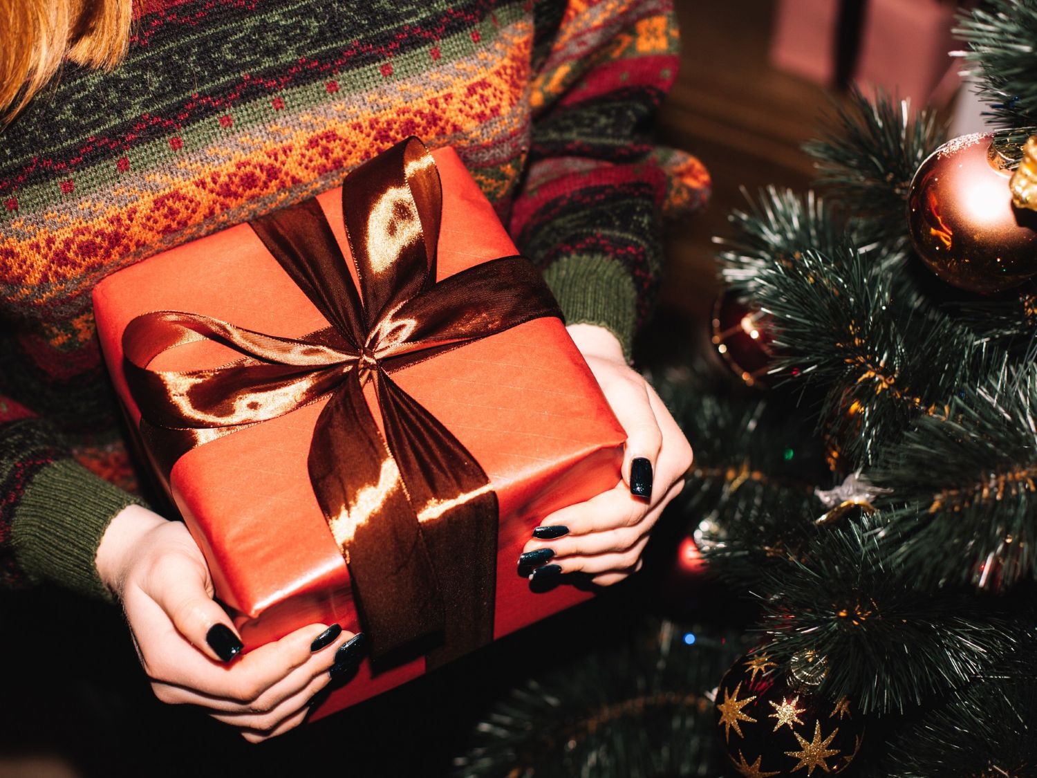 red present with a red bow on it